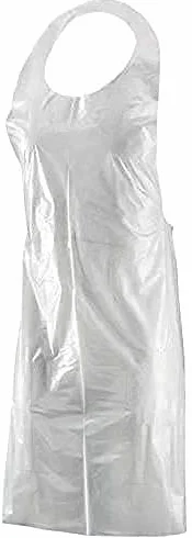 100 Grembiuli Usa e Getta Monouso Impermeabili Uso Professionale - Grembiule in Plastica per Macelleria, Industria Alimentare, Centri Benessere, Cucina e Fai da Te - Rotolo a Strappo (BIANCO)
