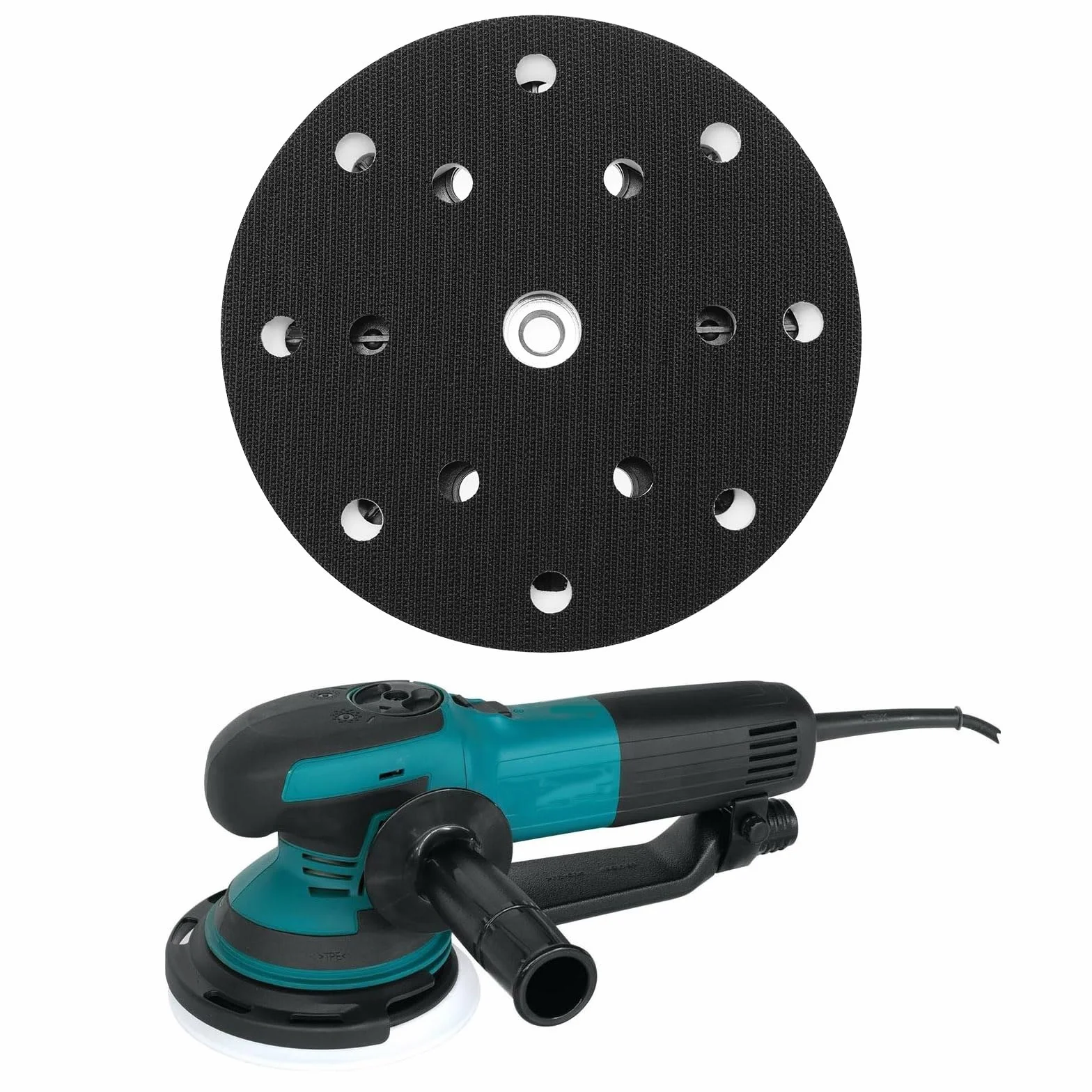 Supporto a gancio e fibbia da 6 pollici 150 mm 15 fori compatibile con Makita BO6050 BO6050J Levigatrici Orbitali Casuali Disco di Lucidatura Pad di Protezione Strumenti Abrasivi