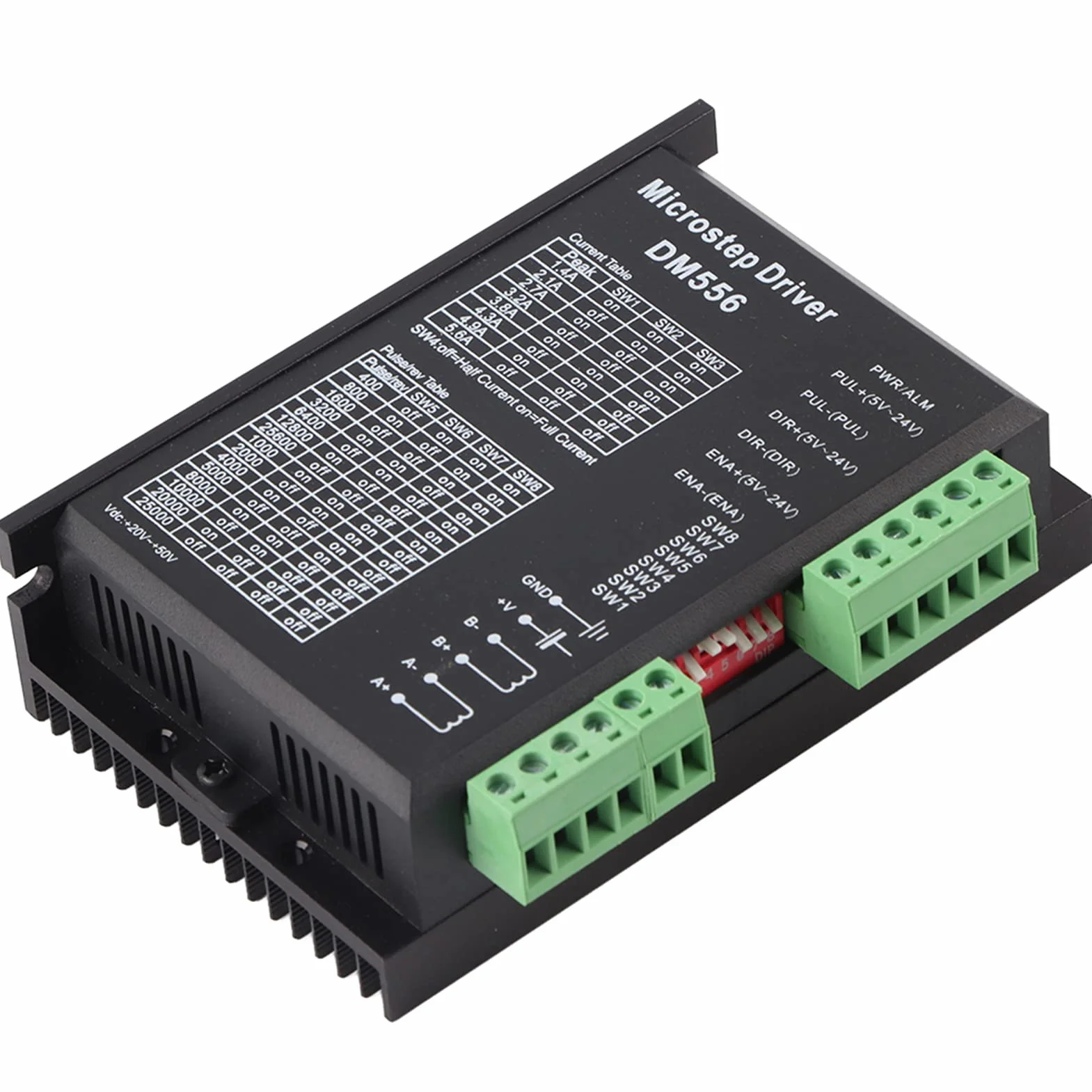 Driver Motore Passo Passo, Driver per Motore Passo-Passo DM556 CNC Driver Motore Passo-Passo Digitale DC 24V-50V 1.0A-5.6A, Bifase Controller Driver Motore Passo-Passo per Motore Passo-Passo 42/57