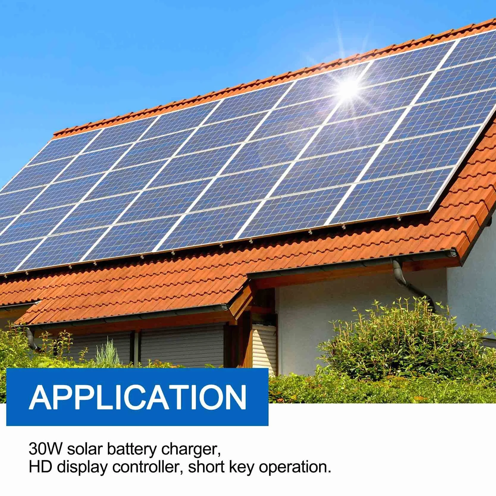 Tlilyy Caricabatteria da Pannello Solare da 30W 12V + Controller 40A per, Barca, Casa,