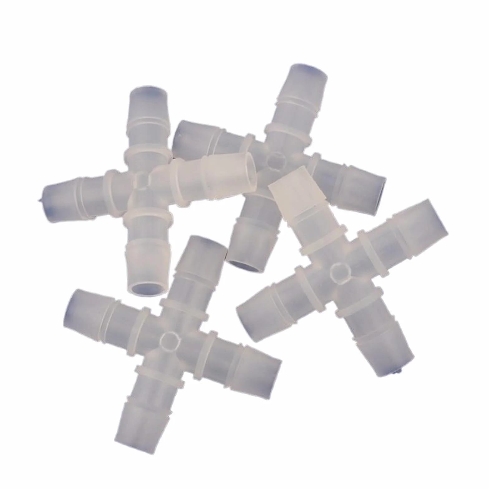 200 pz 2.4~12.7mm Connettore a croce in plastica 2 4 6 8 10 12mm Irrigazione del giardino Uguale a 4 vie Acquario Pompa d'aria Tubo flessibile Giunto(7.9mm)