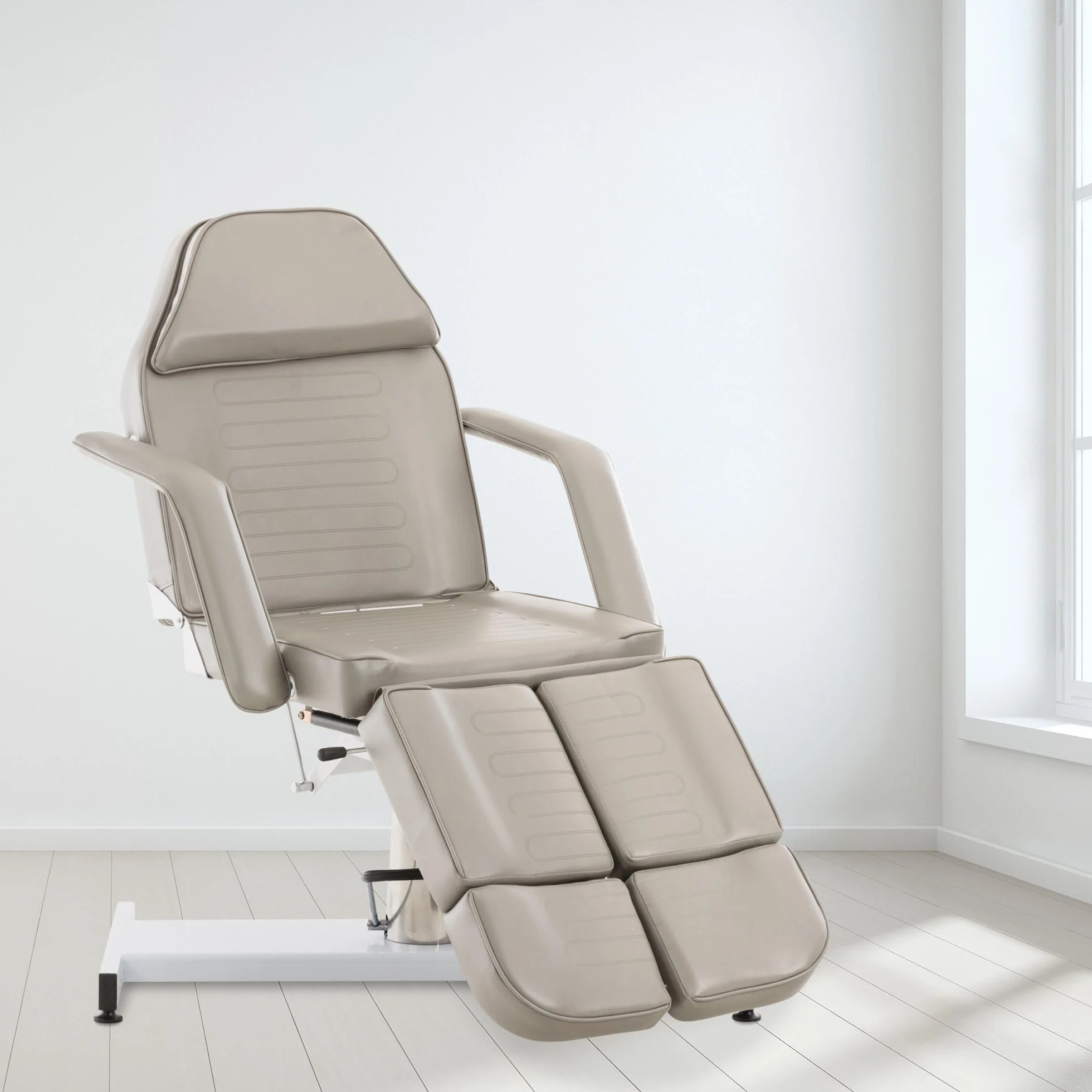 CLP Lettino Idraulico Centri Estetici Split V2 In Similpelle I Lettino Professionale Regolabile Con Braccioli Rimovibili, Carico Max 400 KG, Colore:grigio