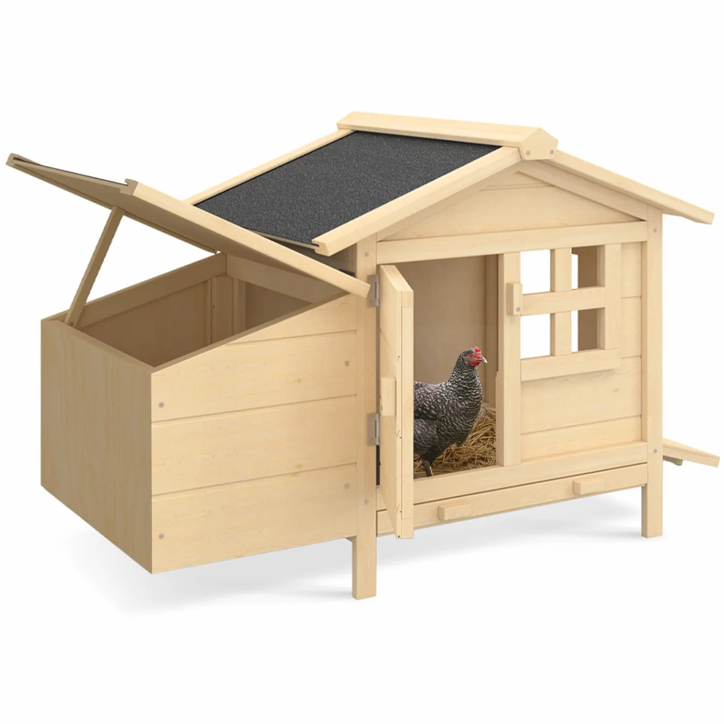 IDMarket – Pollaio rialzato con nido e casetta in legno