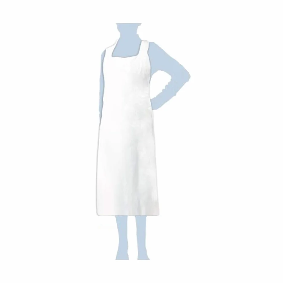 GREMBIULI 100 Pz. 122 x 70 LUNGHI IMPERMEABILE DEFENDER 15 gr. LDPE 100% VERGINE 25 MICRON Bianca Unisex Adulti