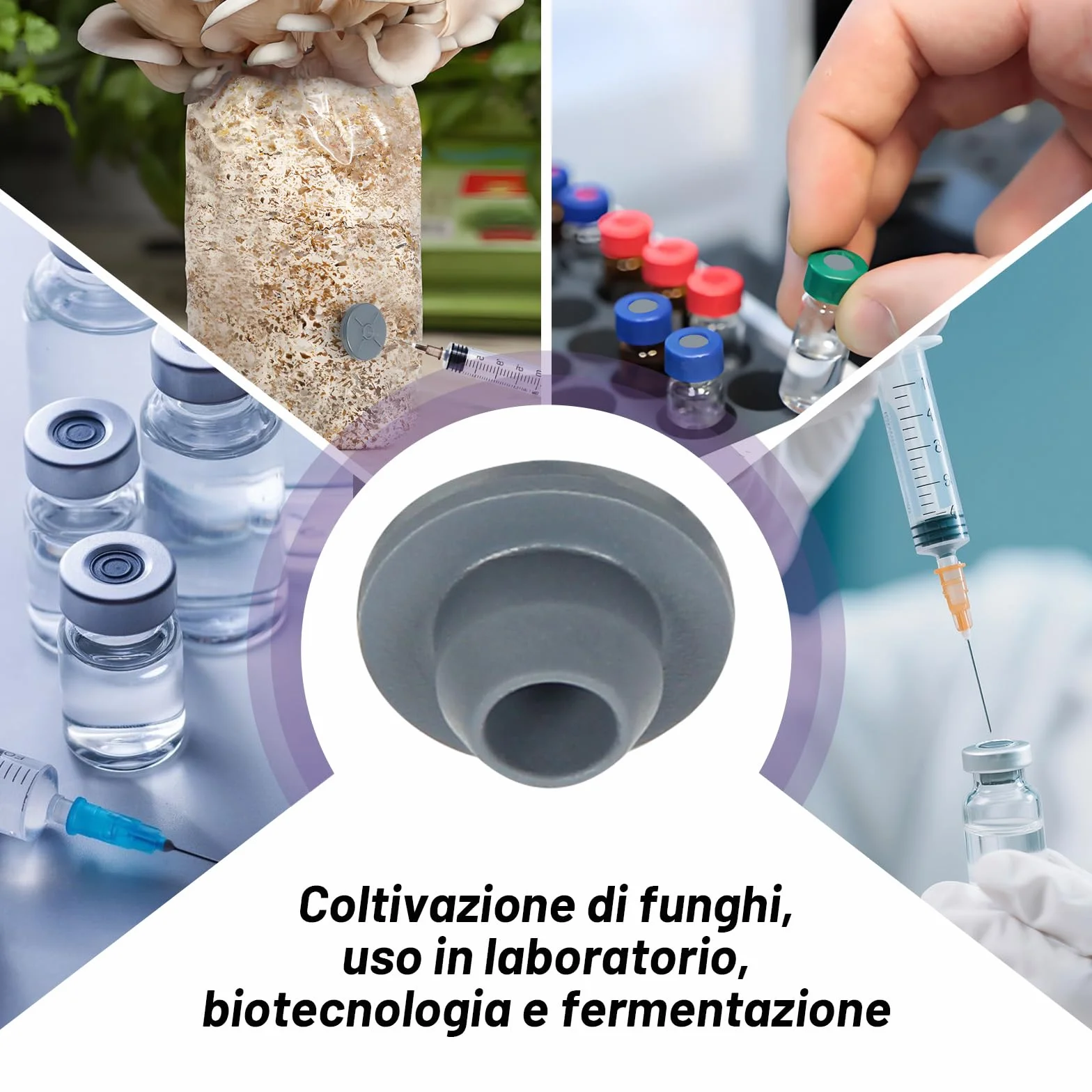 Tappi in gomma per fiale da 13 mm 100 pezzi autoguarigione sterilizzabili a vapore