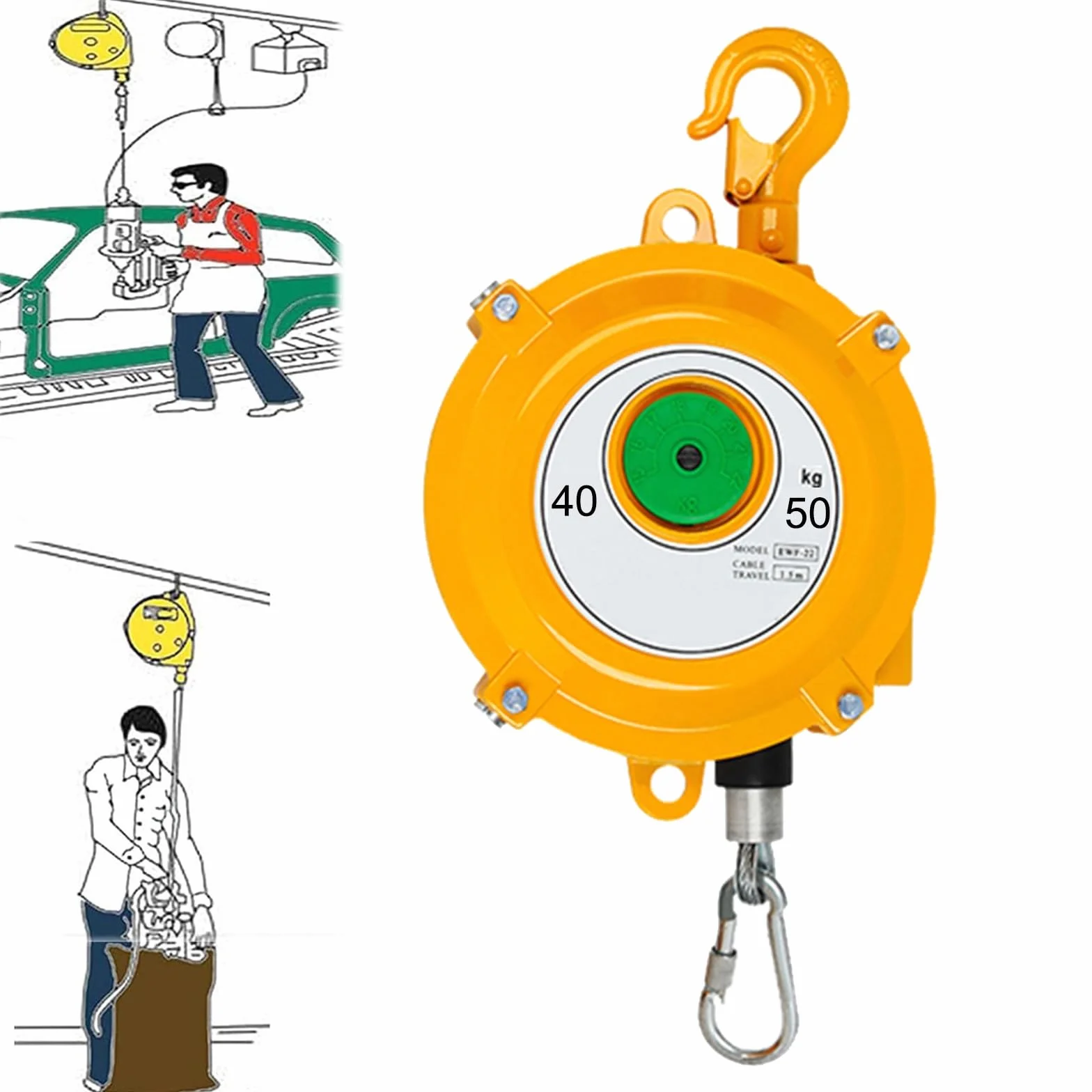 Bilanciatore a Molla, Strumento Retrattile sospeso Regolabile, Bilanciatore a Molla con Funzione autobloccante, per Appendere Lo Strumento per Mantenere Stabile l'attrezzatura (Size : 40-50kg)