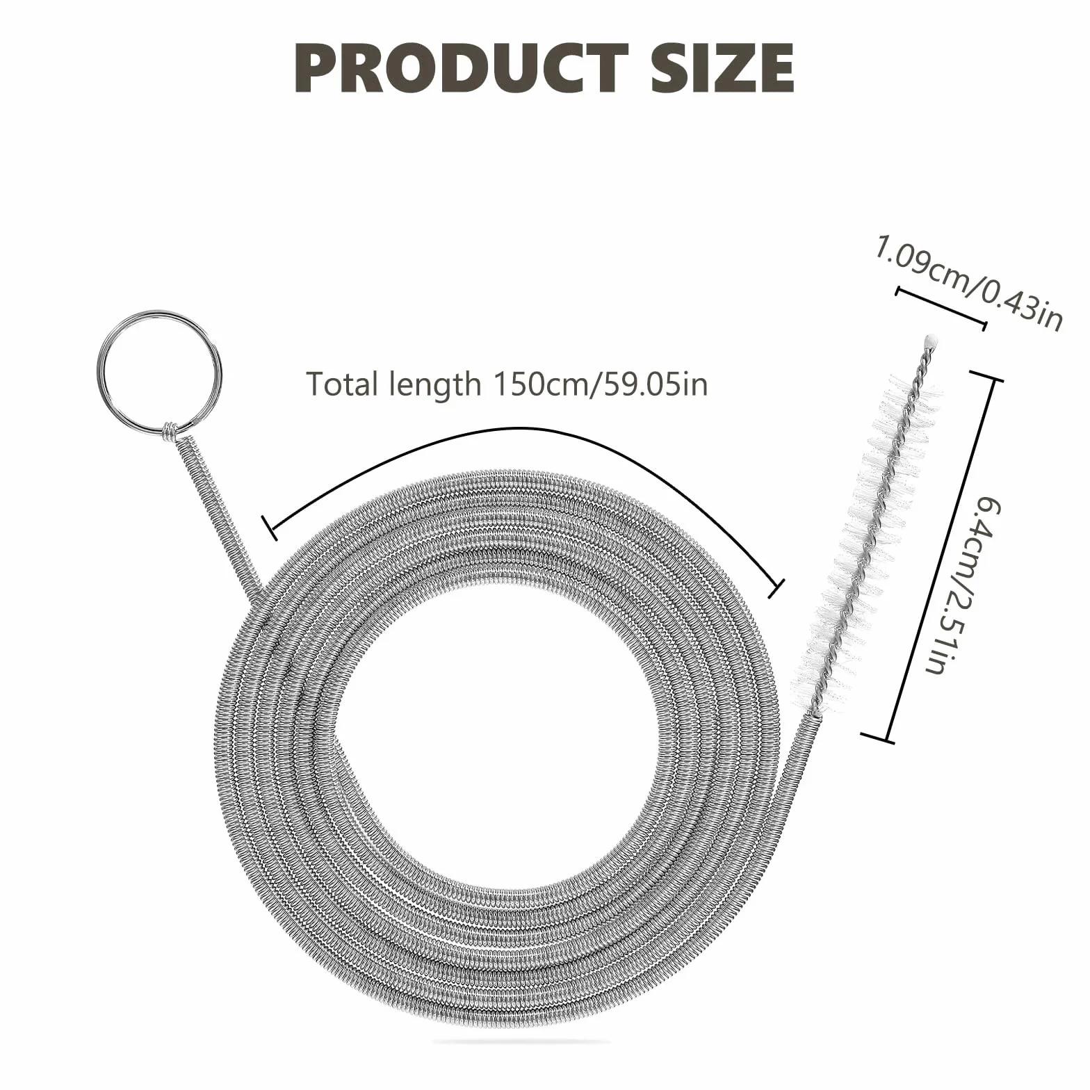 Spazzola flessibile per la pulizia del lavandino di scarico, 150 cm,spazzola per la pulizia del frigorifero,Spazzola per Tubi in Acciaio Inox,Strumento,per lavello