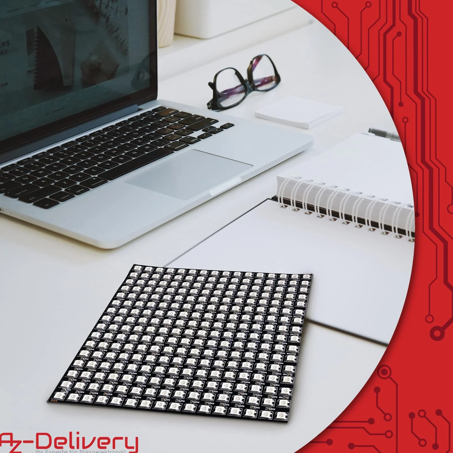 AZDelivery 5 x Pannello LED RGB WS2812B 16x16 256 LEDs Modulo Led flessibile 5050SMD IC Funzioni di colore pieno indirizzabile singolo con DC5V compatibile con Raspberry Pi