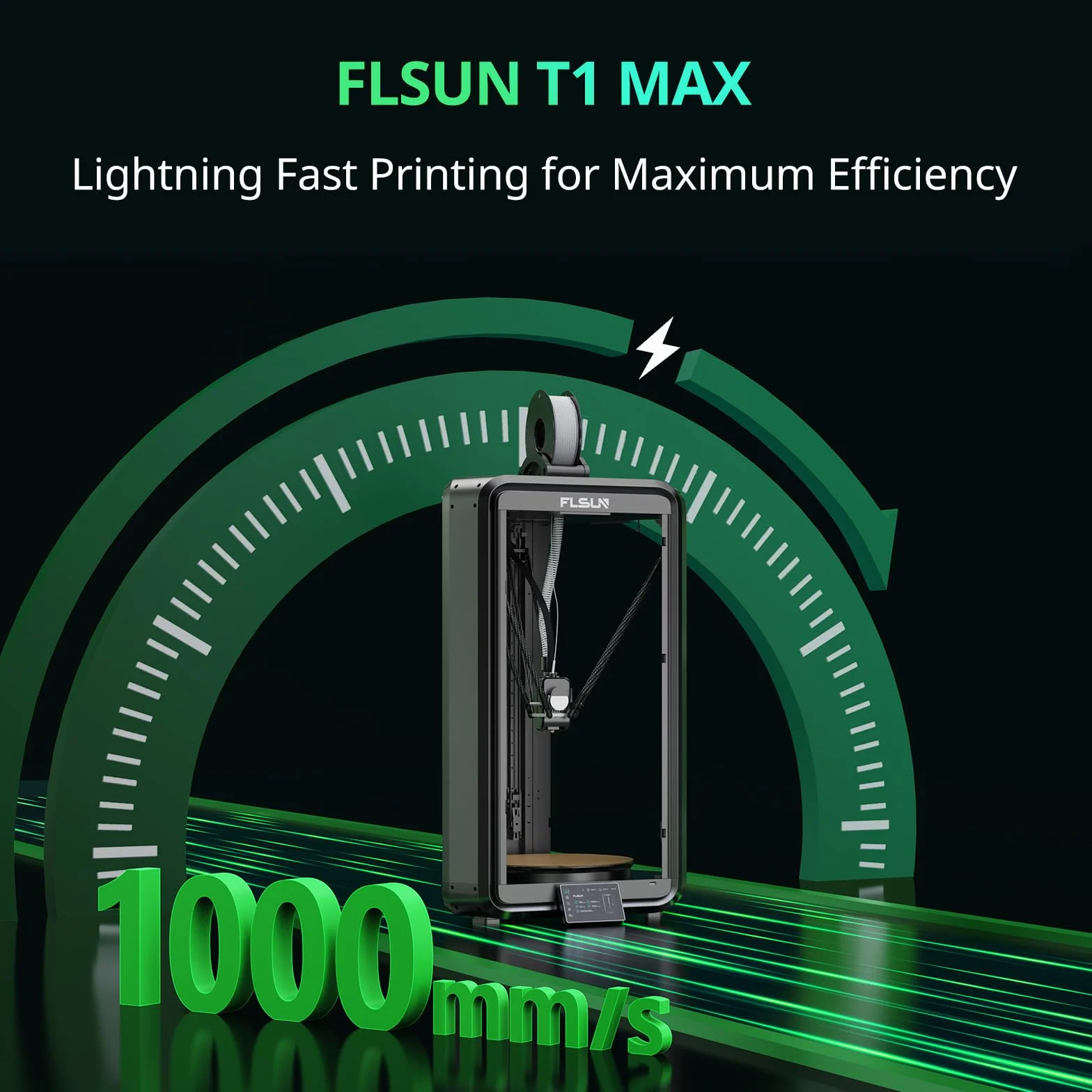 FLSUN T1 Max Stampante 3D Delta, 1000 mm/s Alta Velocità e Precisione, Design Ultra Silenzioso per Ufficio, Ugello in Acciaio & Livellamento Automatico, Area di Stampa Grande 300x300x297 mm