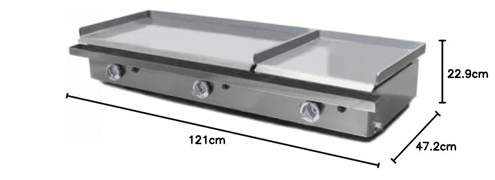 MBH - Piastra fry top a gas professionale economica 800x400 + 400x400 mm per la ristorazione. Piastra doppia zona in acciaio laminato per bar e ristorante.