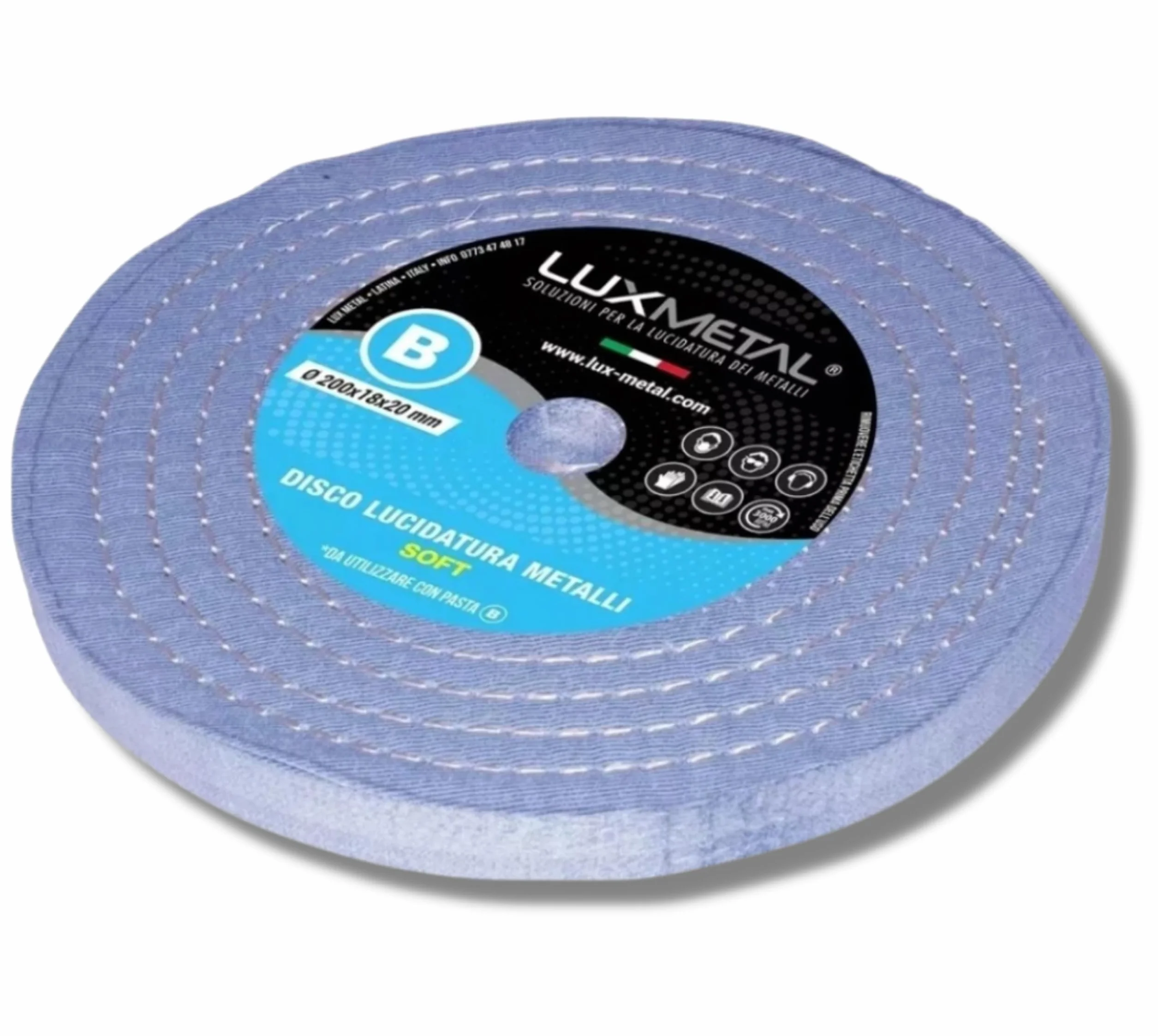 Lux Metal Disco Lucidatura Metalli Soft 200 mm In Feltro Cotone Per Lucidare A Specchio Alluminio Acciaio Inox Dischi Lucidante Lucidatrice Mola Ruota Smerigliatrice Ottone Rame Legno Marmo Plexiglass