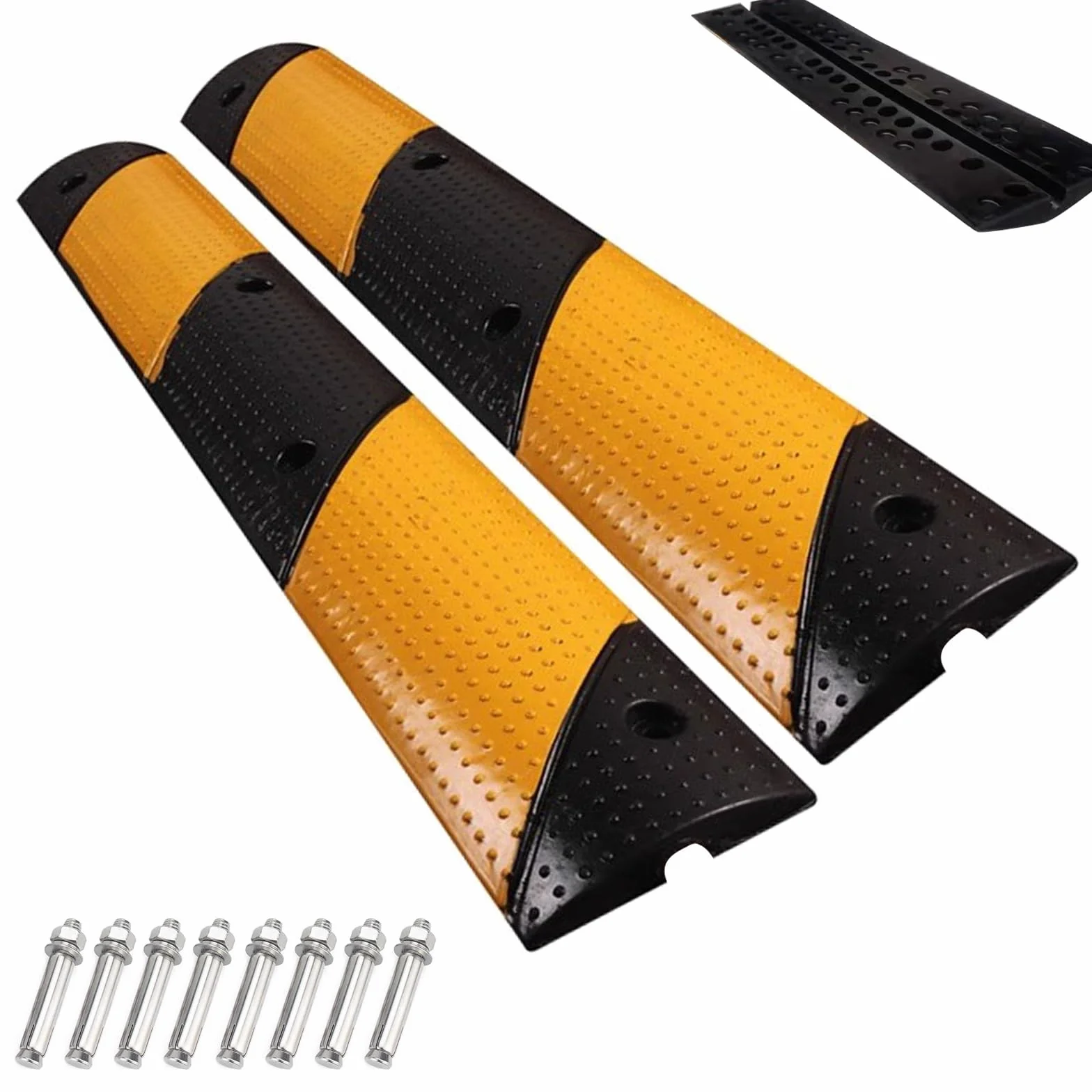 WXXZCE 2pcs 100cm Dossi Stradali in Gomma, Dosso Artificiale per Garage Canalina Passacavi, per Garage, Strade Sterrate, Asfalto, Cemento, Carico Massimo 30t