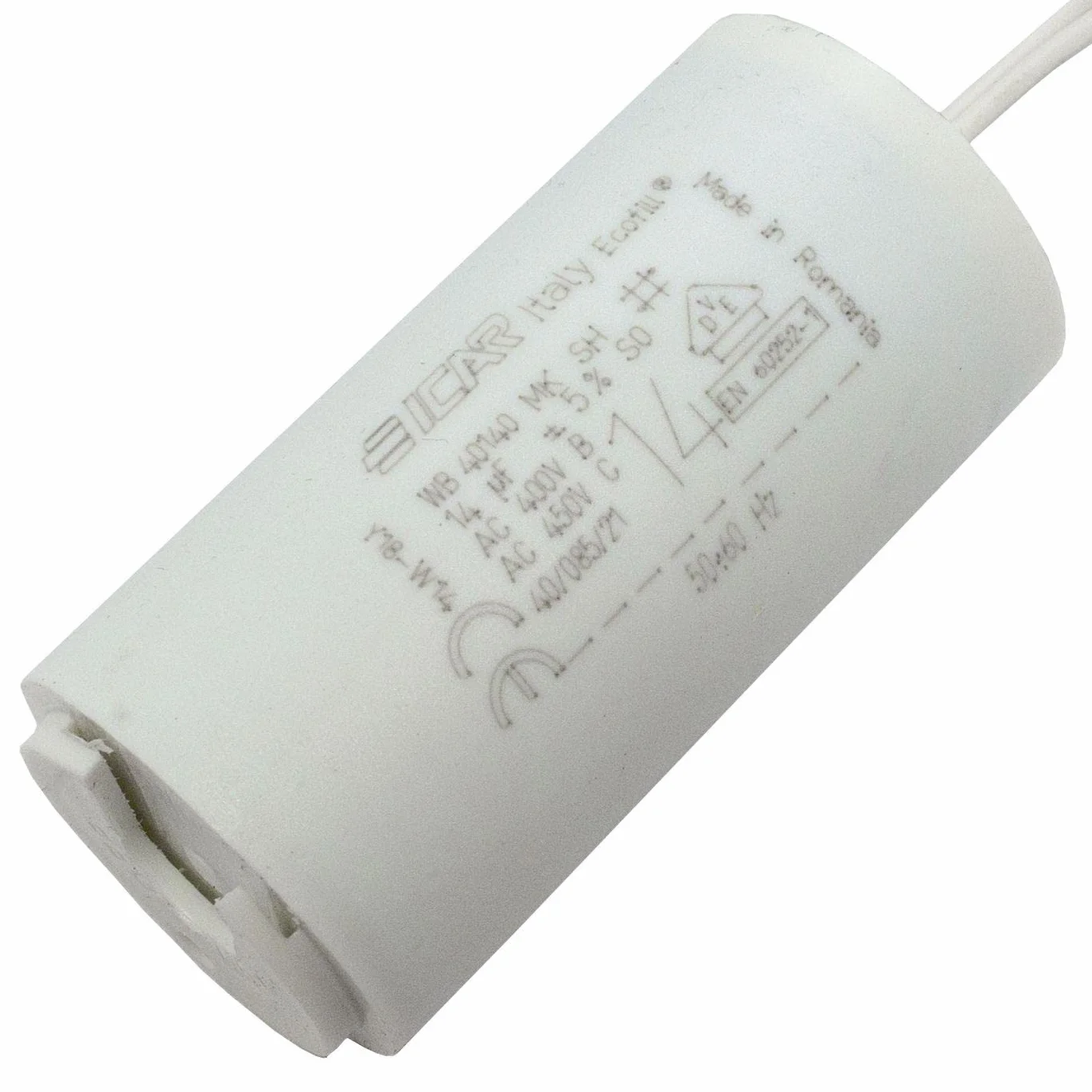Condensatore motore 14µF 450V 35x71mm Filo 8cm ICAR 14uF