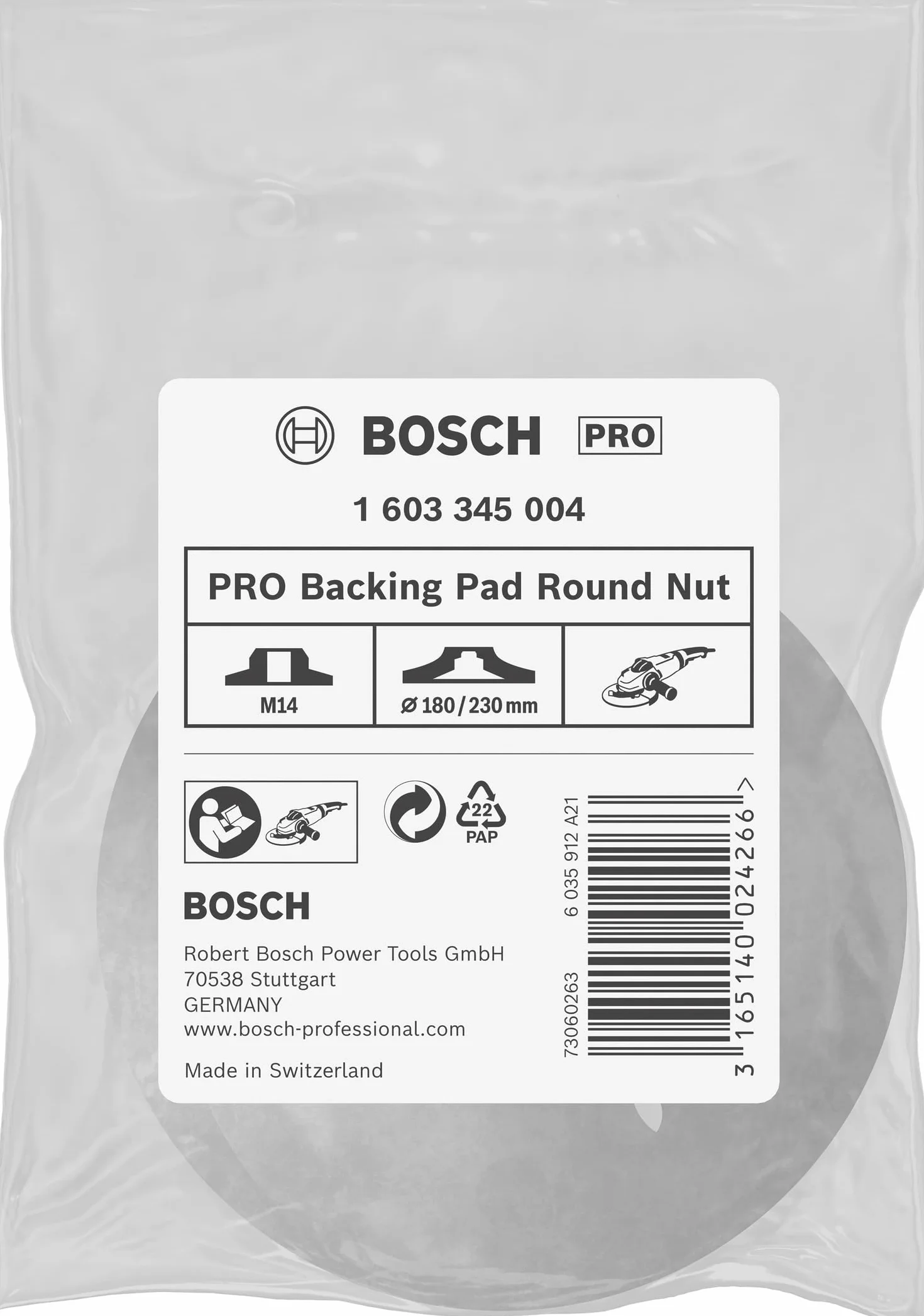 Bosch Dado M14 PRO Ø 180 230 mm Professional Accessorio Smerigliatrice angolare