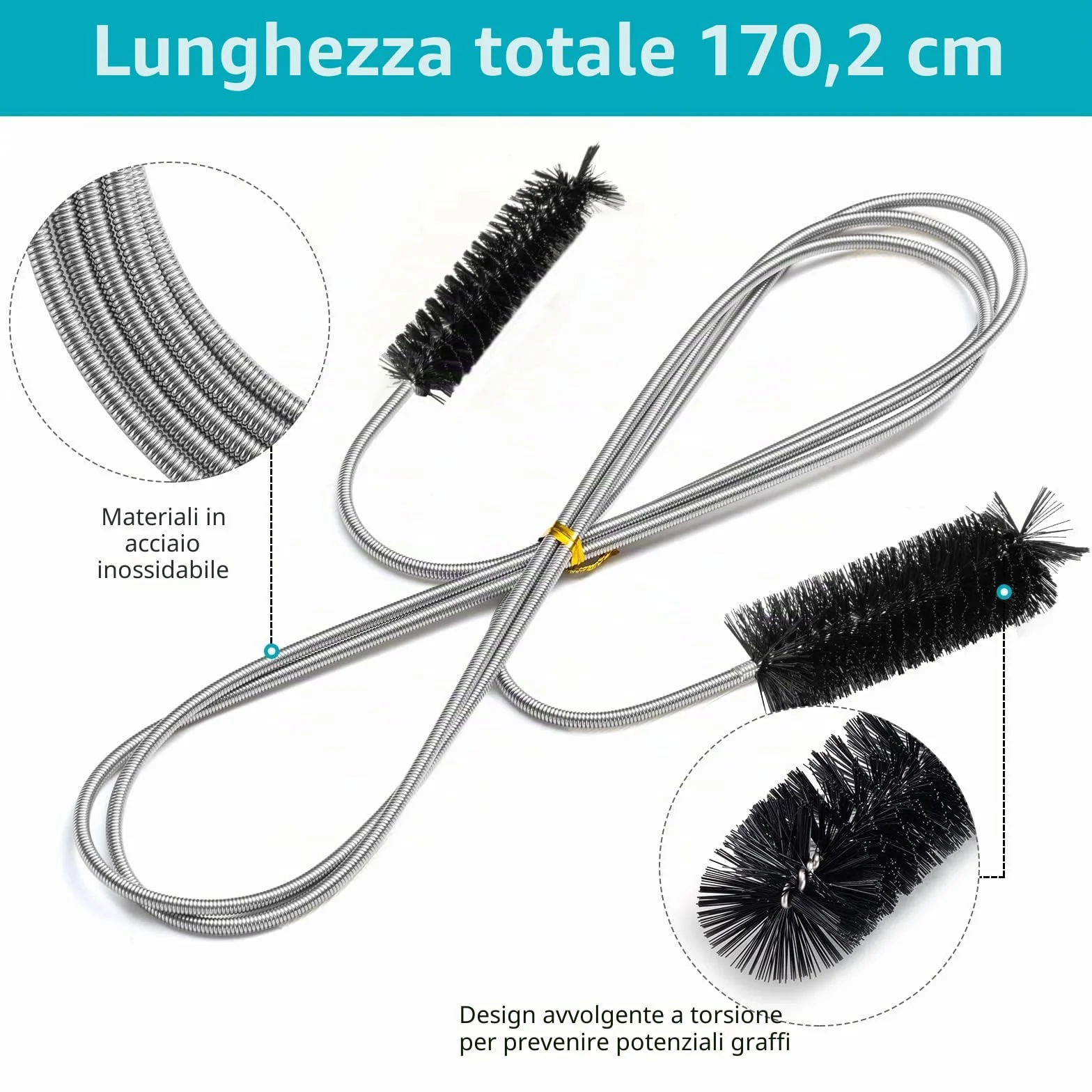 Tubo di alimentazione flessibile spazzola di pulizia sottile foro di scarico strumento di pulizia tubo tubo spazzola di pulizia colore nero
