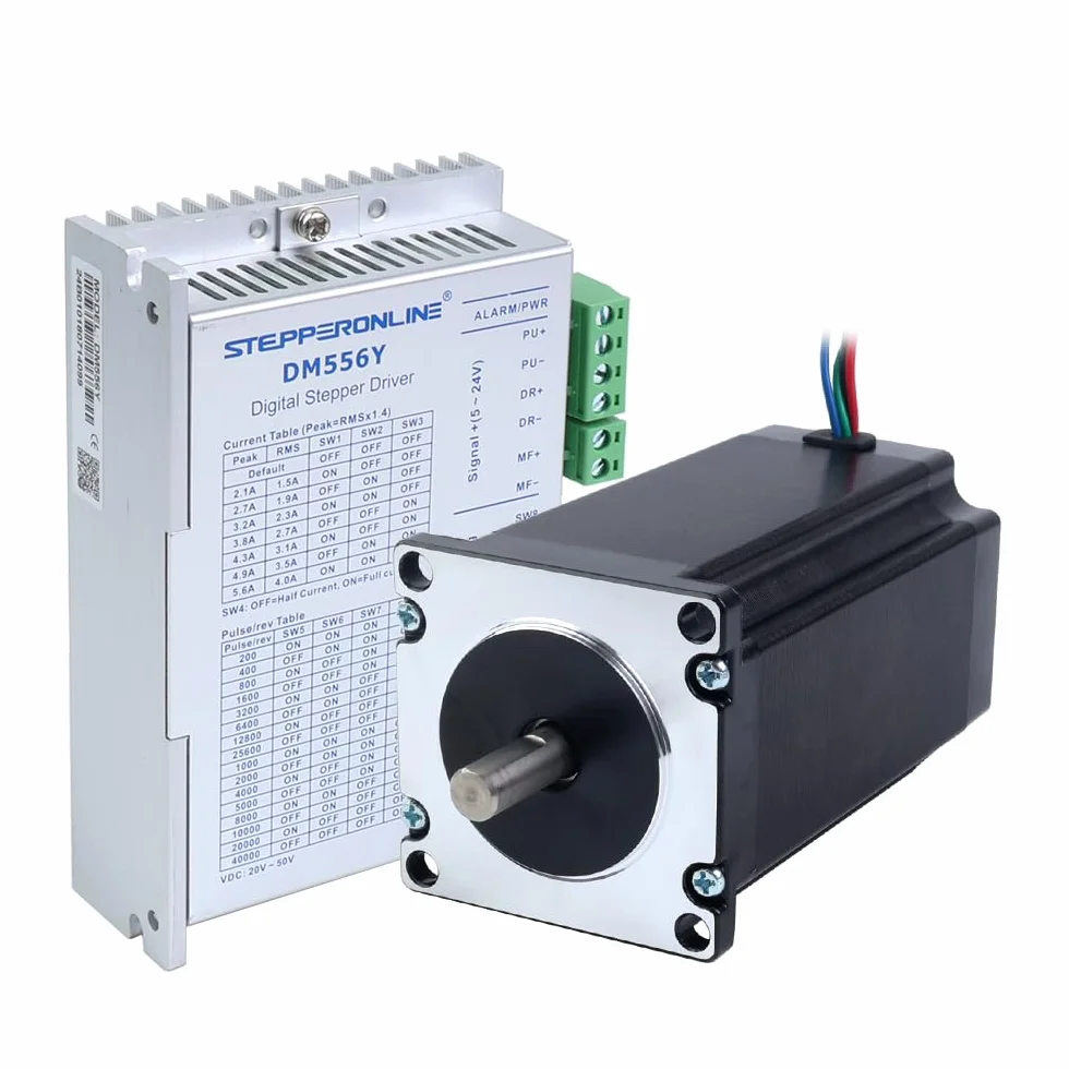 STEPPERONLINE Kit CNC 1 asse 3Nm (400 oz) 5A φ8mm Albero Nema 23 Stepper Motor 100mm Lunghezza del corpo e Driver DM556Y CNC Mill Router Tornio Robot