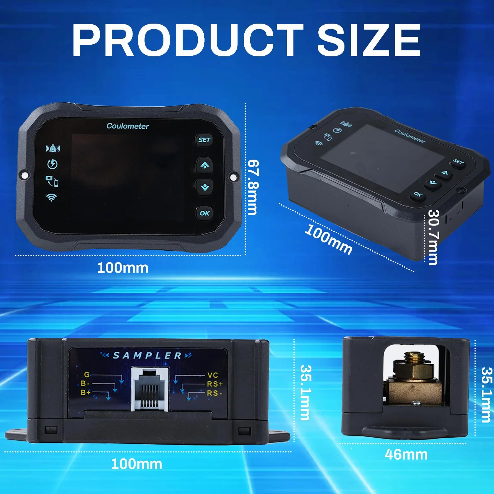 Monitor Batteria, WIFI Tester Coulomb 12V 24V 36V 48V 72V Controllo Remoto APP con Allarme Digitale Voltmetro 100A 10-100V per Roulotte Impianto Solare