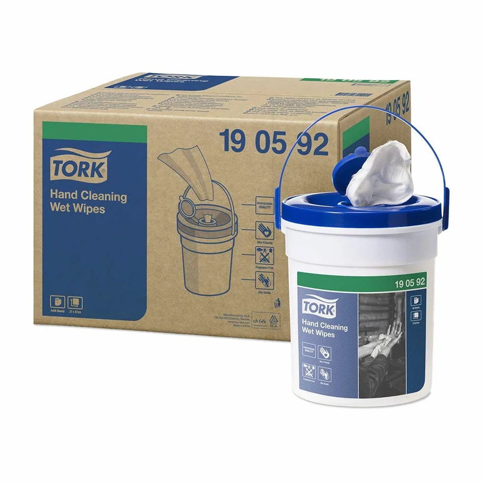 Tork Prem.Wet hand cleaning wipes,1-plywhite,16mx27cm,case 4 buckets/58 sheets