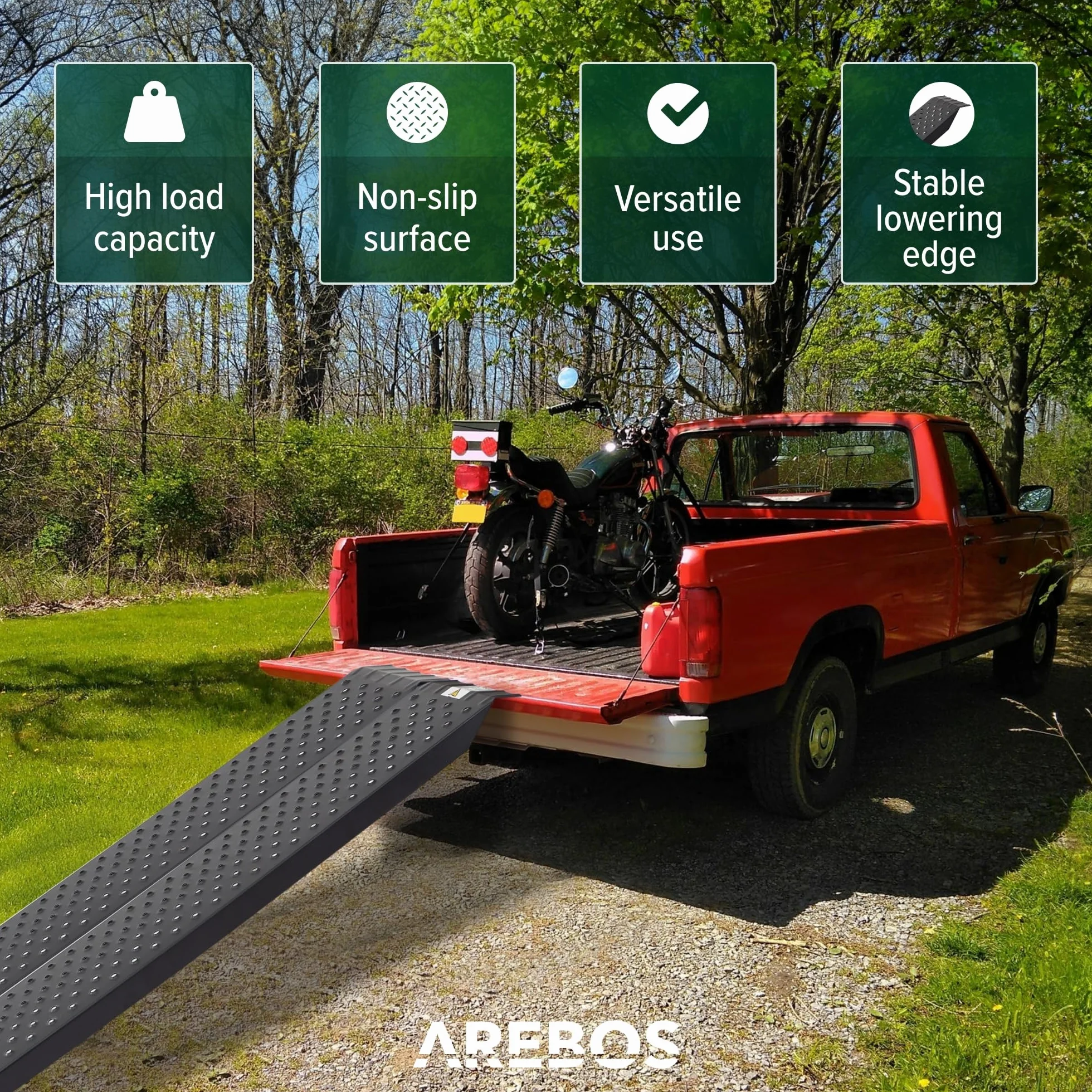 Arebos 2 rampe di carico per moto, in acciaio zincato, 200 kg per pezzo, 400 kg per coppia, binari di carico per moto, ATV, quad, auto, rampa per rimorchio, antracite