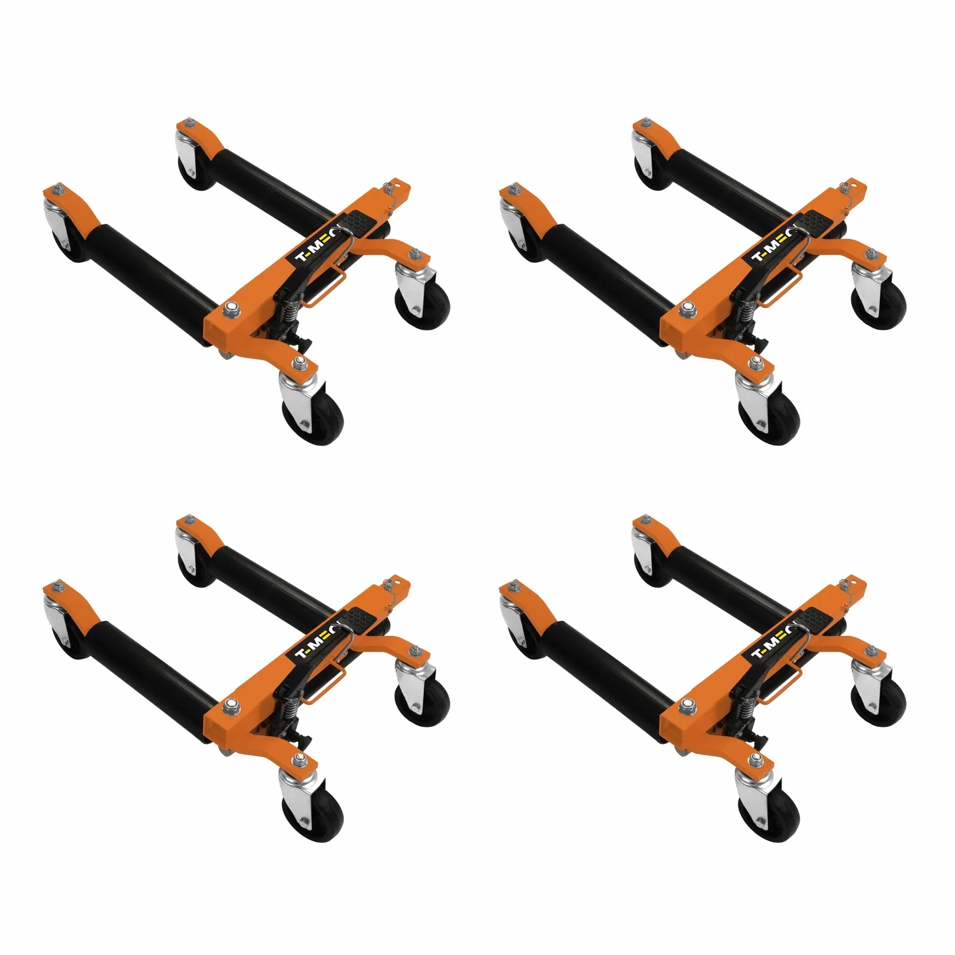 Pattini di Posizionamento Veicolo x 4 Sollevatore Idraulico Carrello Sposta Auto Capacità 680kg Cad. Pedale a Piede Ampiezza Fino a 10” Altezza Sollevamento 12” Rotazione 360°