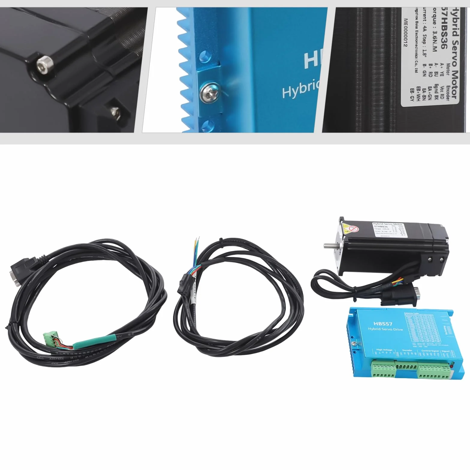 Motore passo-passo Driver HBS57, Closed Loop CNC Stepper Motor Driver + Motore 57HBS30, 3.6Nm, DC24-60V