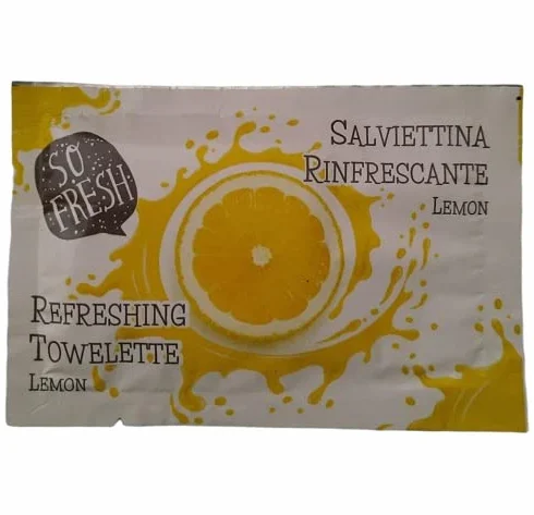 Detershoponline - 500 Salviettine rinfrescanti al limone imbustate singolarmente 12,5x19 cm in tnt