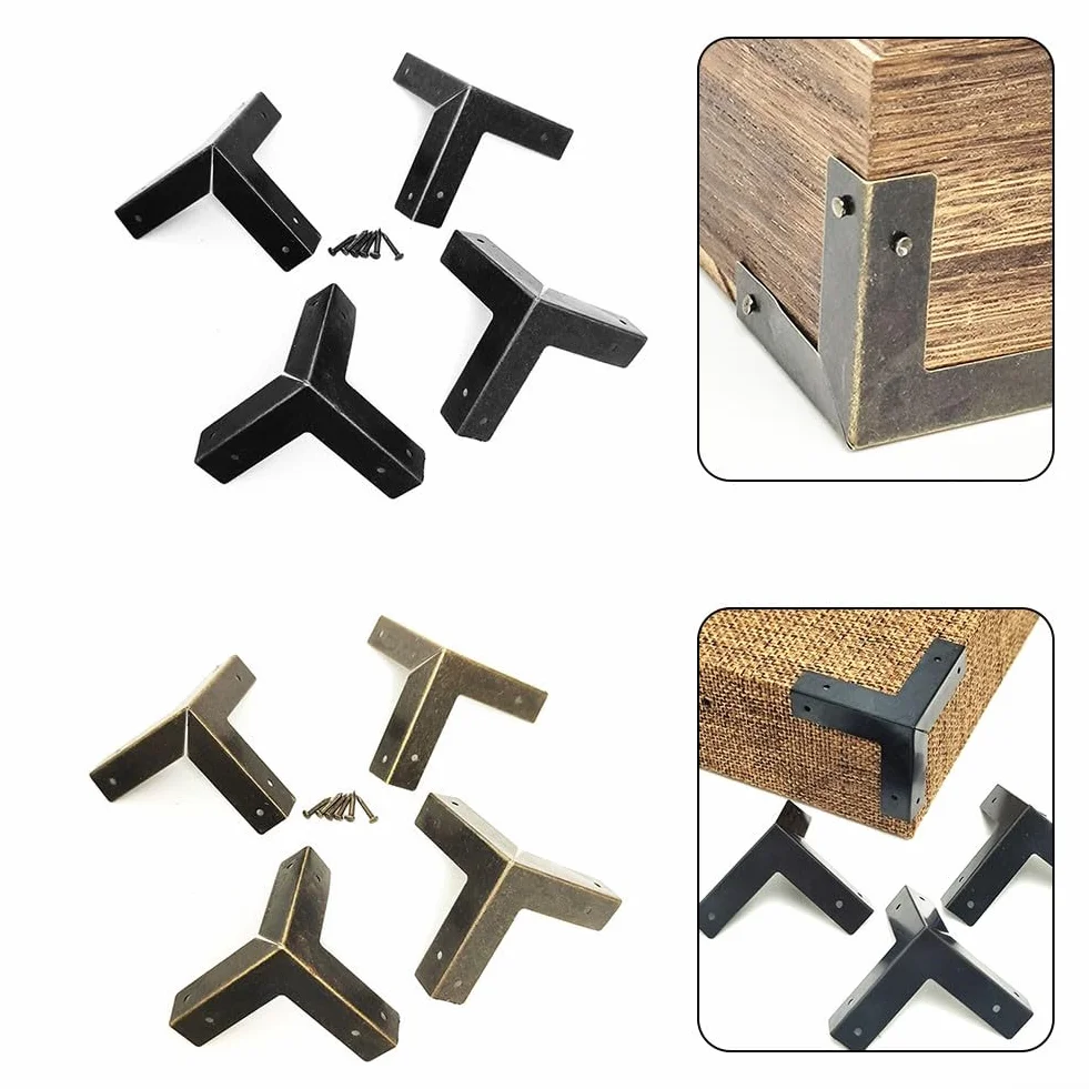 DAZZLEEX Confezione da 4 protezioni per angoli, angoli in bronzo, per mobili e tavoli, colore: nero