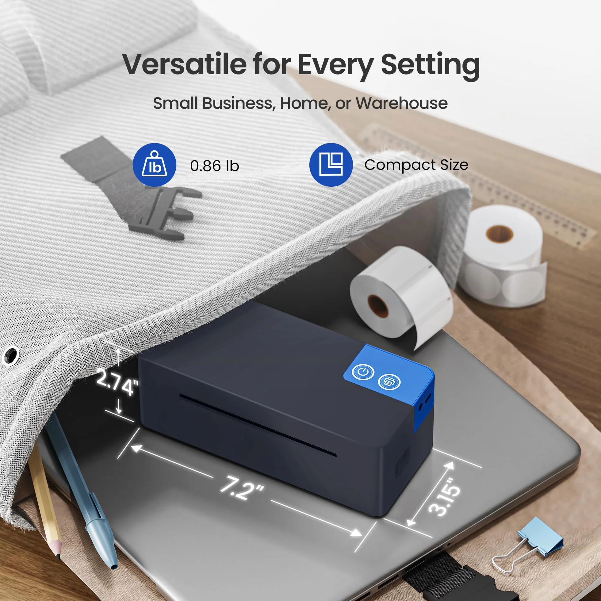 Stampante per etichette termica Bluetooth, stampante per etichette wireless 4x6 per piccole imprese, supporta iOS, Android, Windows e Mac, compatibile con Amazon Shopify Etsy USPS, carbone