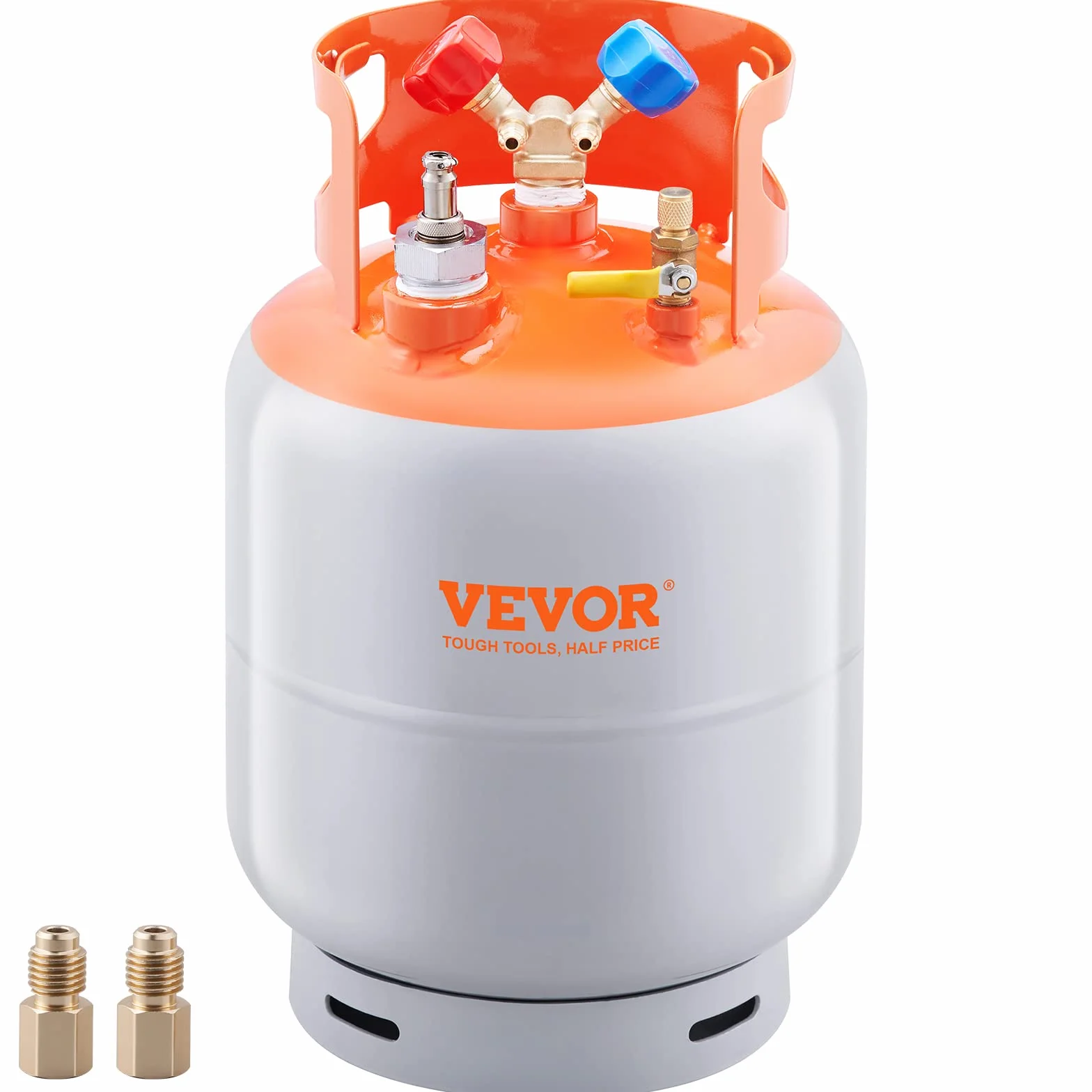 VEVOR Serbatoio di recupero del refrigerante con interruttore a galleggiante - Serbatoio di recupero CA da 30 libbre con adattatore da ¼ a ½, serbatoio di recupero riutilizzabile HVAC con tracce di N₂