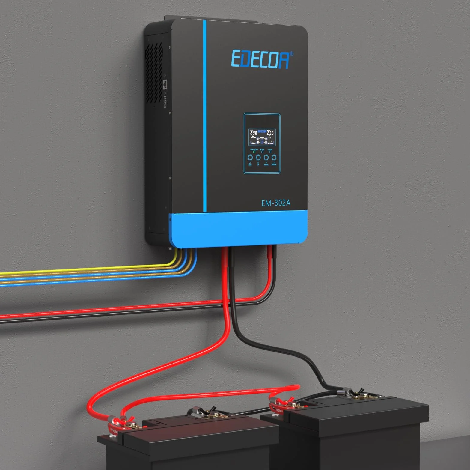 EDECOA 3000w Inverter ibrido da 24v a 220v 230v 3.2KVA/3000W Caricatore solare MPPT 80A Onda Pura (Off-Grid) con caricabatterie, rete di priorità, regolatore di carica solare