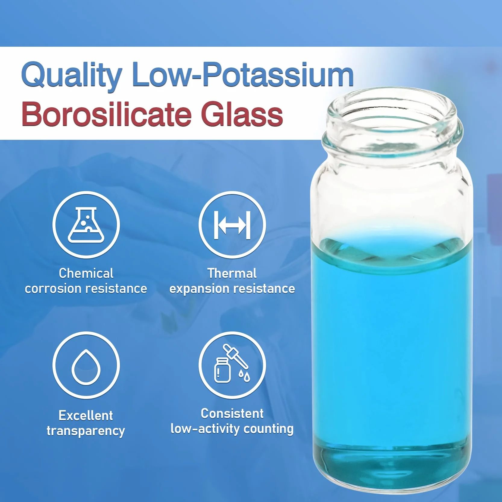 Fiale a Scintillazione da 20 ml in Vetro Borosilicato, Tappo a Vite Bianco 22-400, Rivestimento in Alluminio Argentato, 100 Pezzi