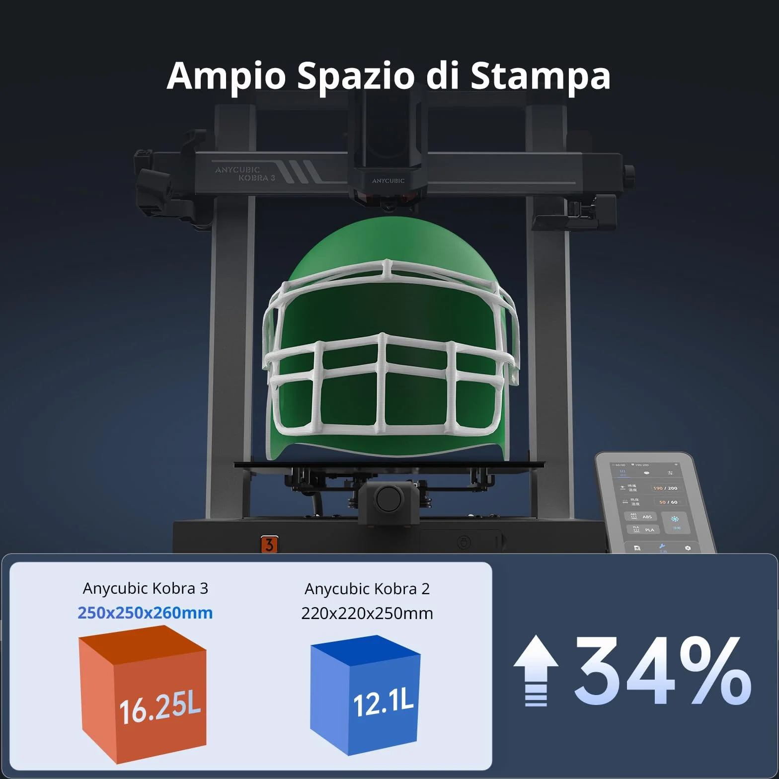 ANYCUBIC Kobra 3 Stampante 3D Intelligente per la Stampa Multicolore (da 4 a 8 Colori), Stampante 3D FDM ad Alta Velocità di 600 mm/s,Grande Volume di Stampa 250 * 250 * 260mm