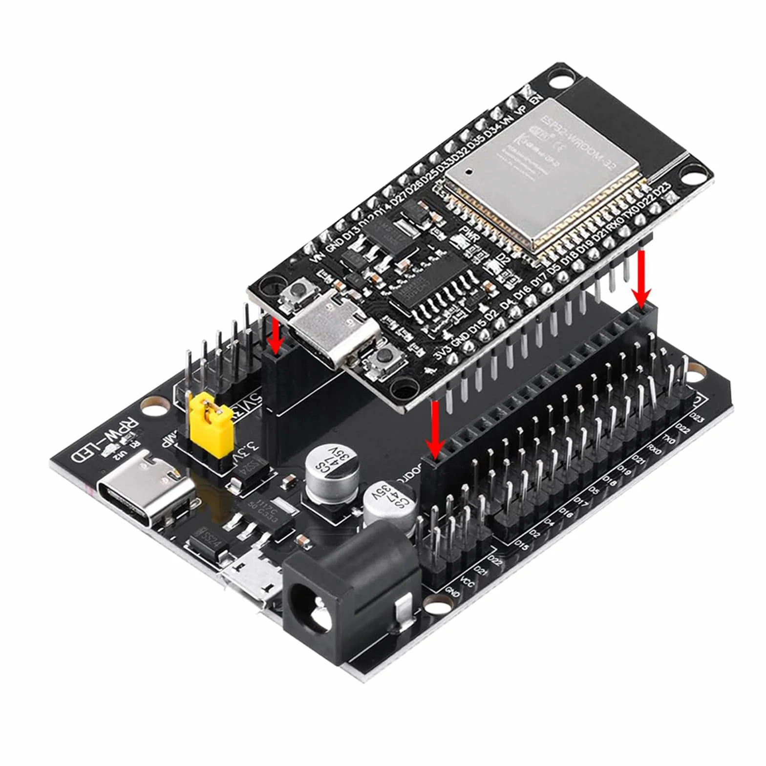 2 set per ESP32S e adattatore terminale NodeMcu per ESP32 Scheda di sviluppo WiFi Bluetooth WLAN Chip CH340