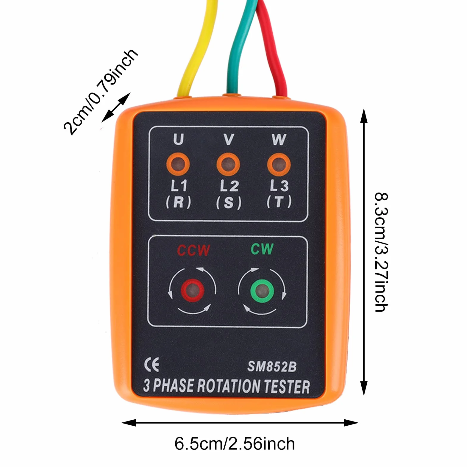 Tester Rotazione Fasi, Akozon SM-852B Tester Rotazione Trifase 60V~600V AC Senso Ciclico Fasi Indicatore di Sequenza a 3 Fasi, Indicazione di Fase Aperta e Indicazione Rotazione di Fase, 20Hz-400Hz
