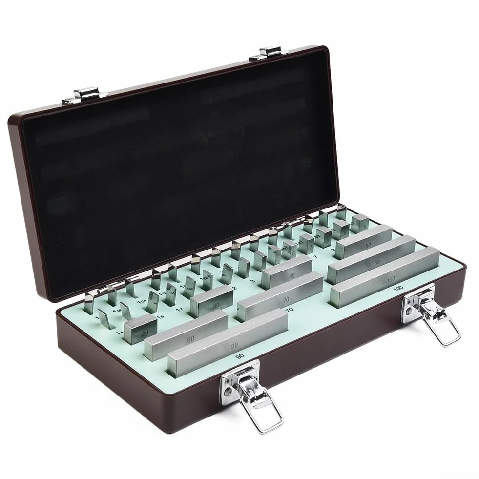 Set di 38 blocchi di calibro in acciaio ad alta velocità grado 0/1, standard di calibrazione metrica con certificato, strumento di misurazione da 1 mm a 100 mm per ispezione industriale (livello 0)