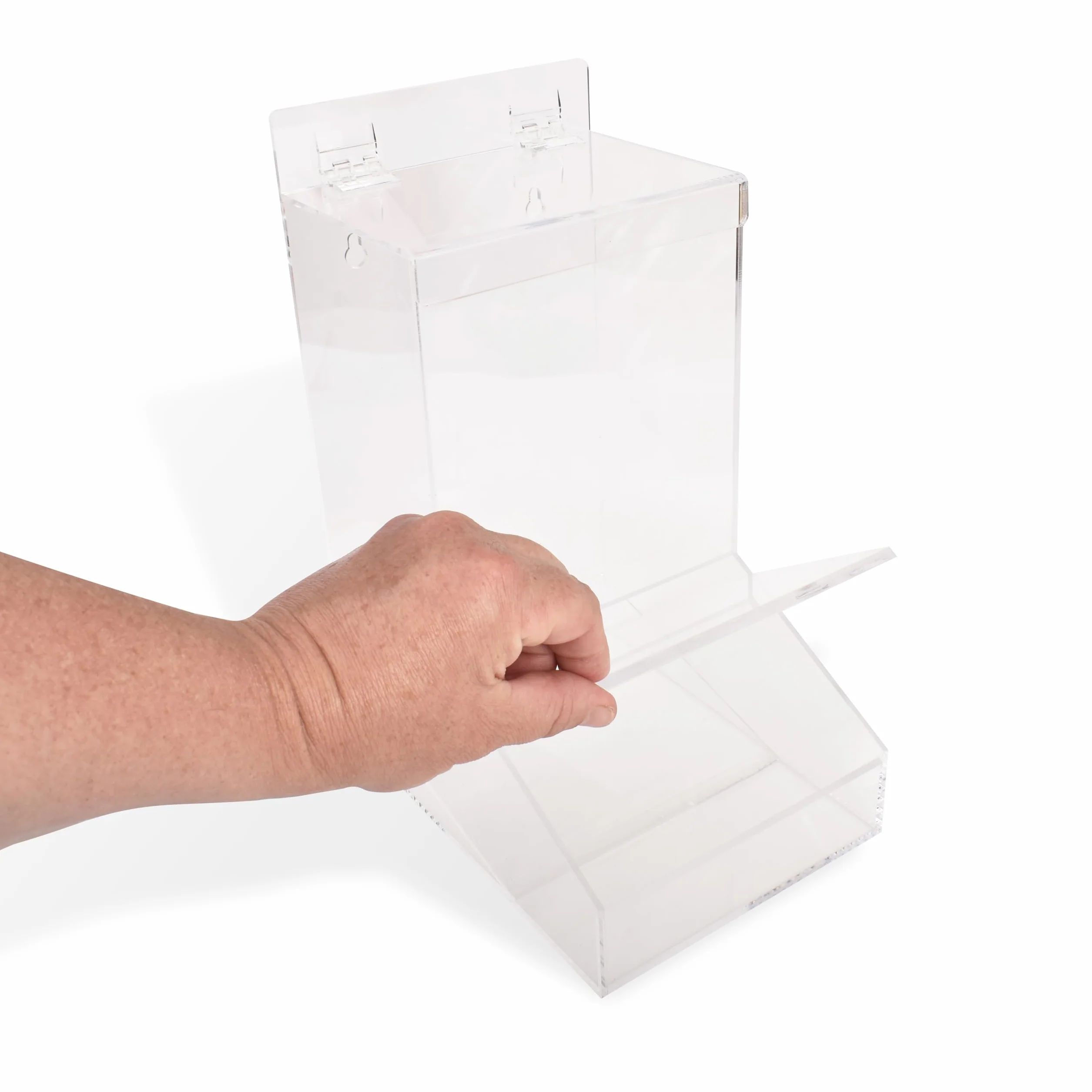 Dispenser di tappi per le orecchie, montaggio a parete o supporto, in acrilico, con coperchio, per culle, accessori, giocattoli, condimenti, caramelle, completo di adesivi con descrizione