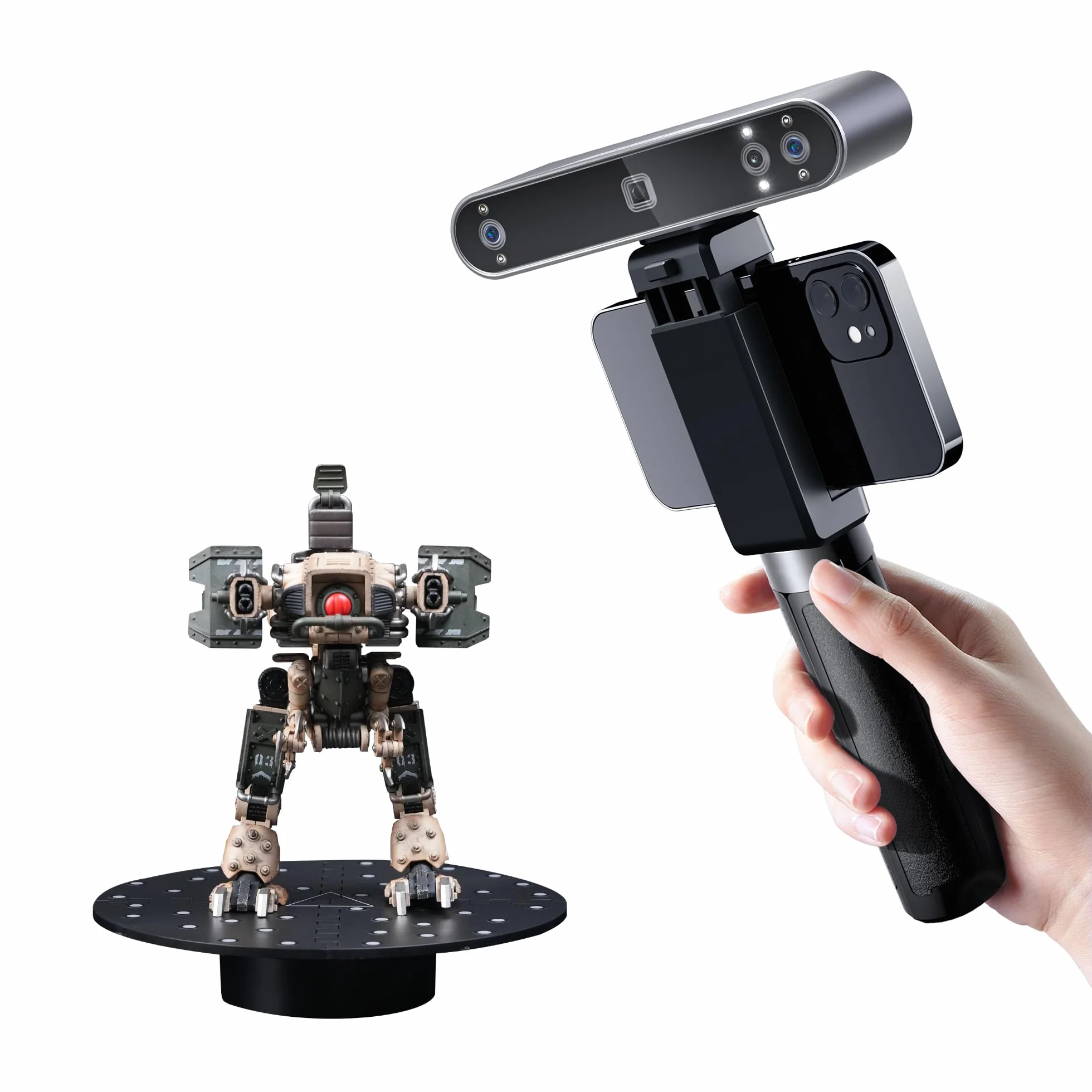 Revopoint POP 3 Plus Scanner 3D portatile per stampa 3D, Precisione da 0,04 mm, Scansione a colori per oggetti di media dimensione, Compatibile con Android/iOS/Win10 e 11/macOS, Standard