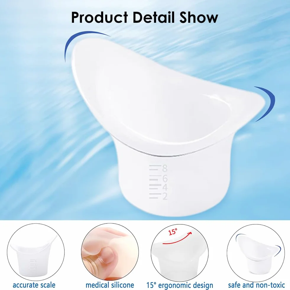 Tazza da Bagno in Silicone per Occhi Portatile - Morbida e Riutilizzabile per Lavaggio Oculare, Non Sterile, 8ml, 4 Pezzi