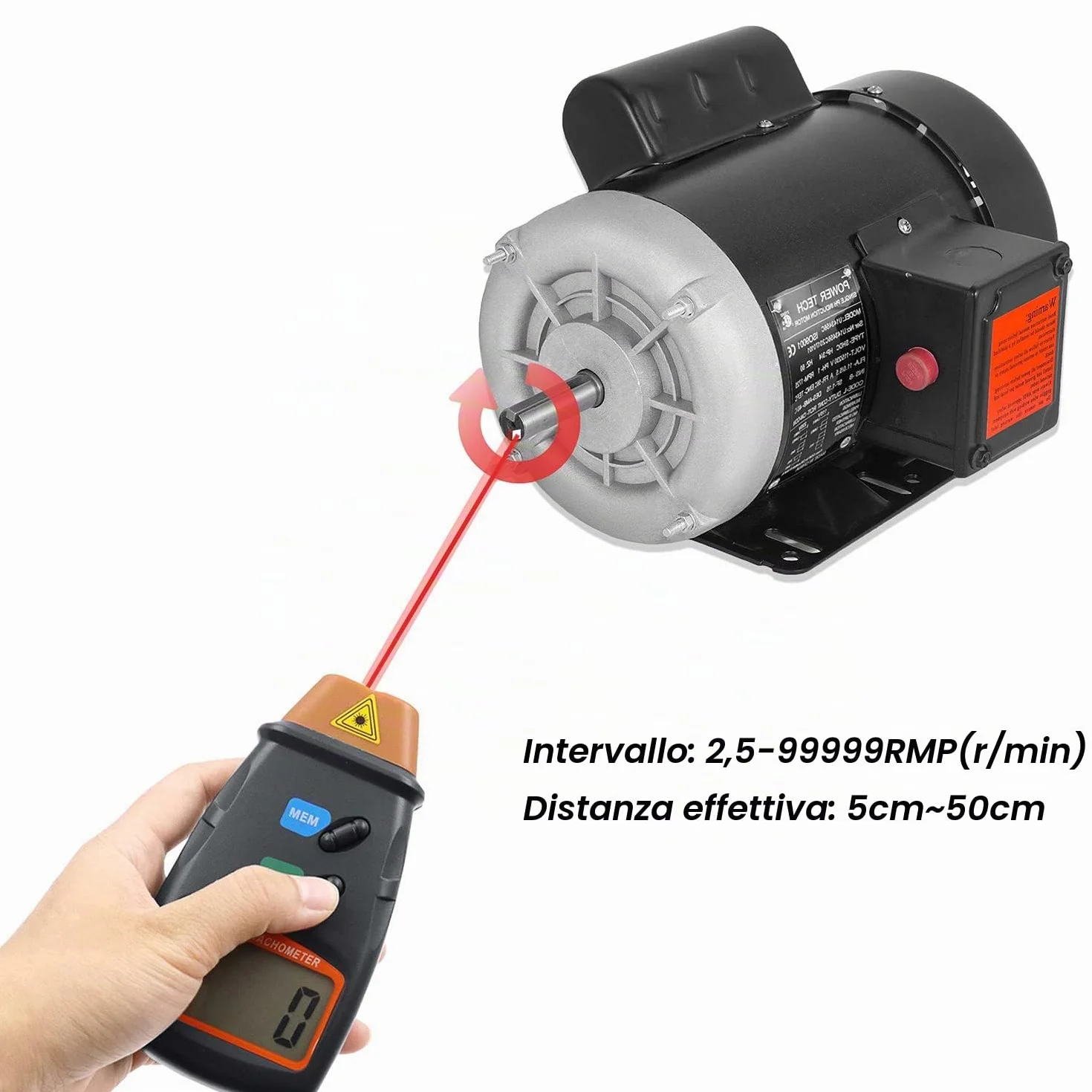 Mengshen Contagiri Digitale, Contagiri Laser Senza Contatto 2.5-99999 RPM Misuratore Di Velocità Di Rotazione Misuratore Di Velocità Con Nastro Riflettente (Batteria Da 9V Inclusa)