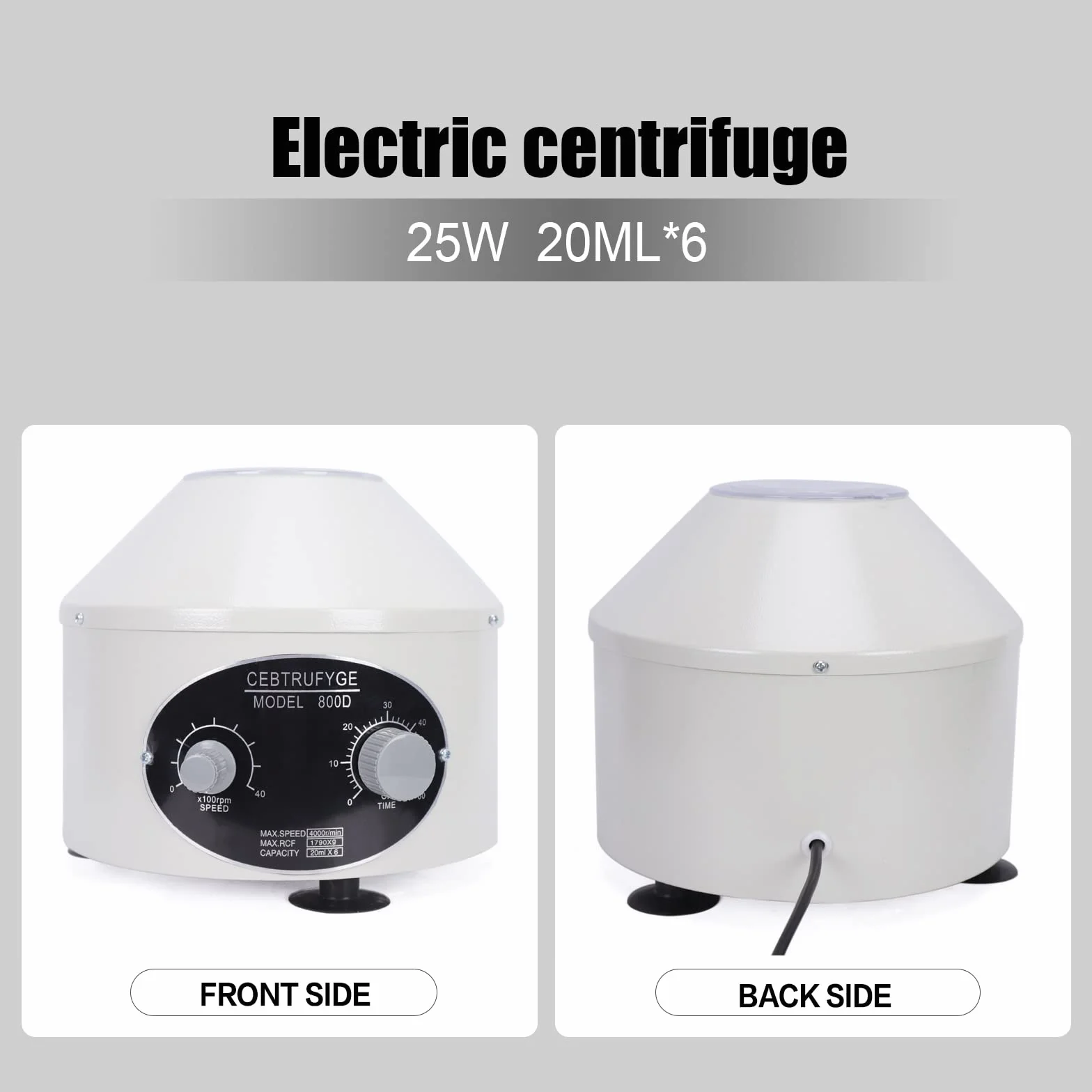 centrifuga da laboratorio, centrifuga elettrica da tavolo, 4000 giri/min, piccola centrifuga da 20 ml x 6 provette con velocità e timer regolabili