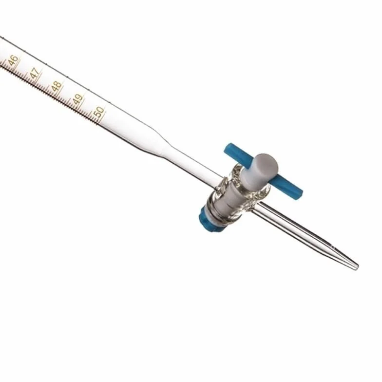 Buretta in Vetro Borosilicato 50ml con Rubinetto PTFE per Titolazioni di Laboratorio Precise