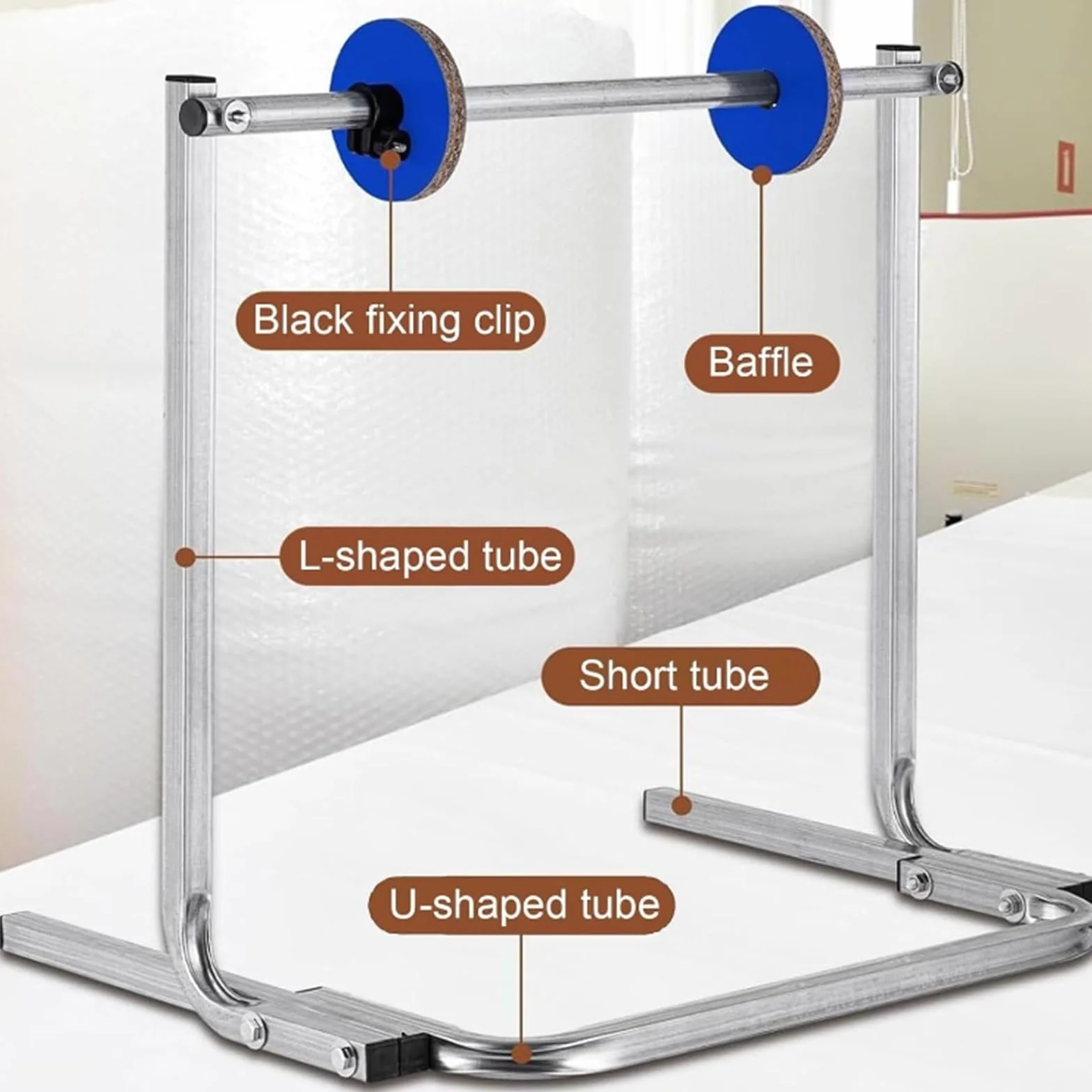 distributore di rotoli di pluriball, Dispenser for pluriball, argento, larghezza 30-150 cm, portarotolo pieghevole verticale | Width 30cm