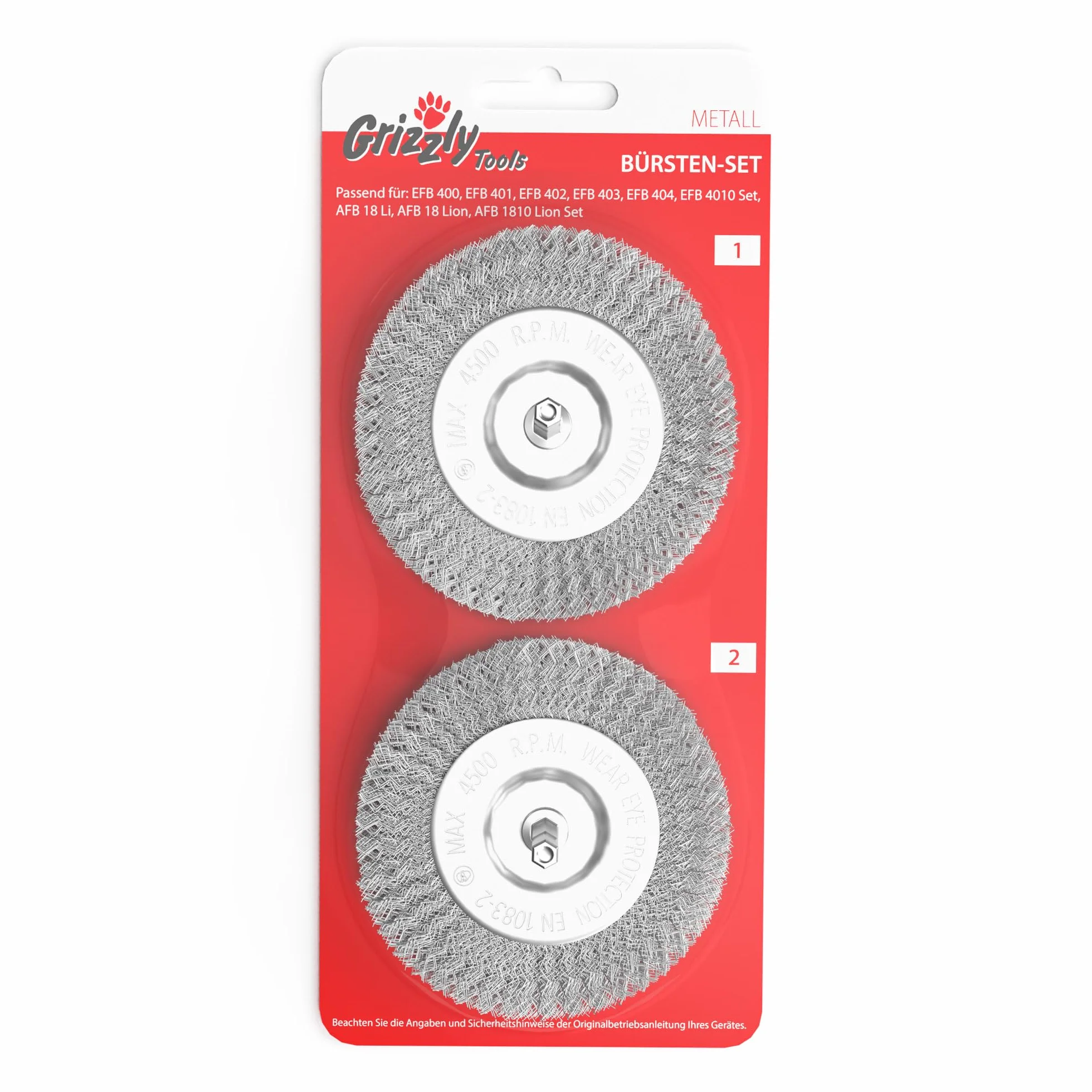 Spazzola per fughe in metallo, spazzola di ricambio in metallo, set di 2 pezzi per erbacce Grizzly Tools EFB 400-404, adatto per AFB 18 Lion AFB 1810