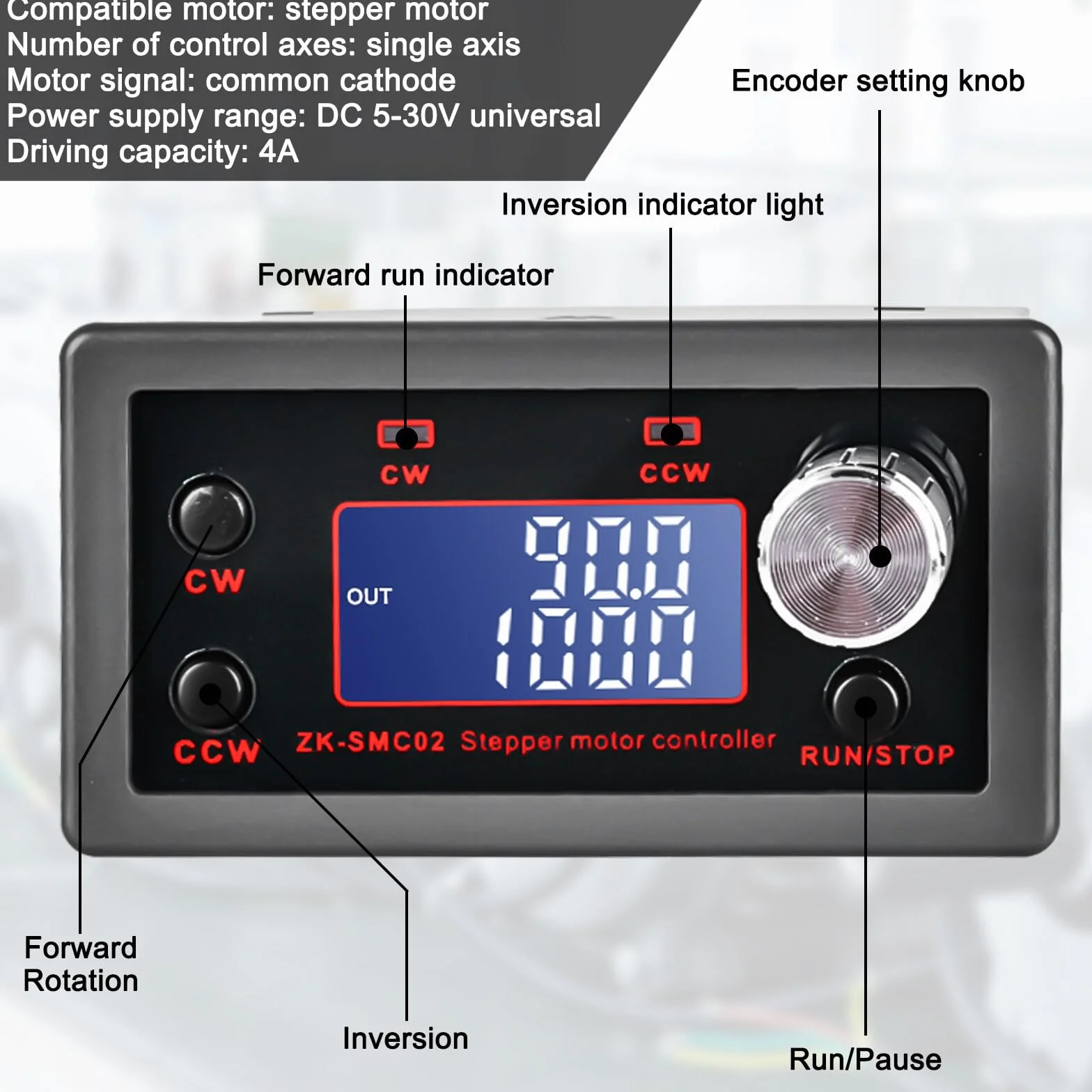 Molbory Controller motore passo-passo NEMA 17 23 - 4 A Scheda di controllo integrata con angolo e velocità di impulso PLC
