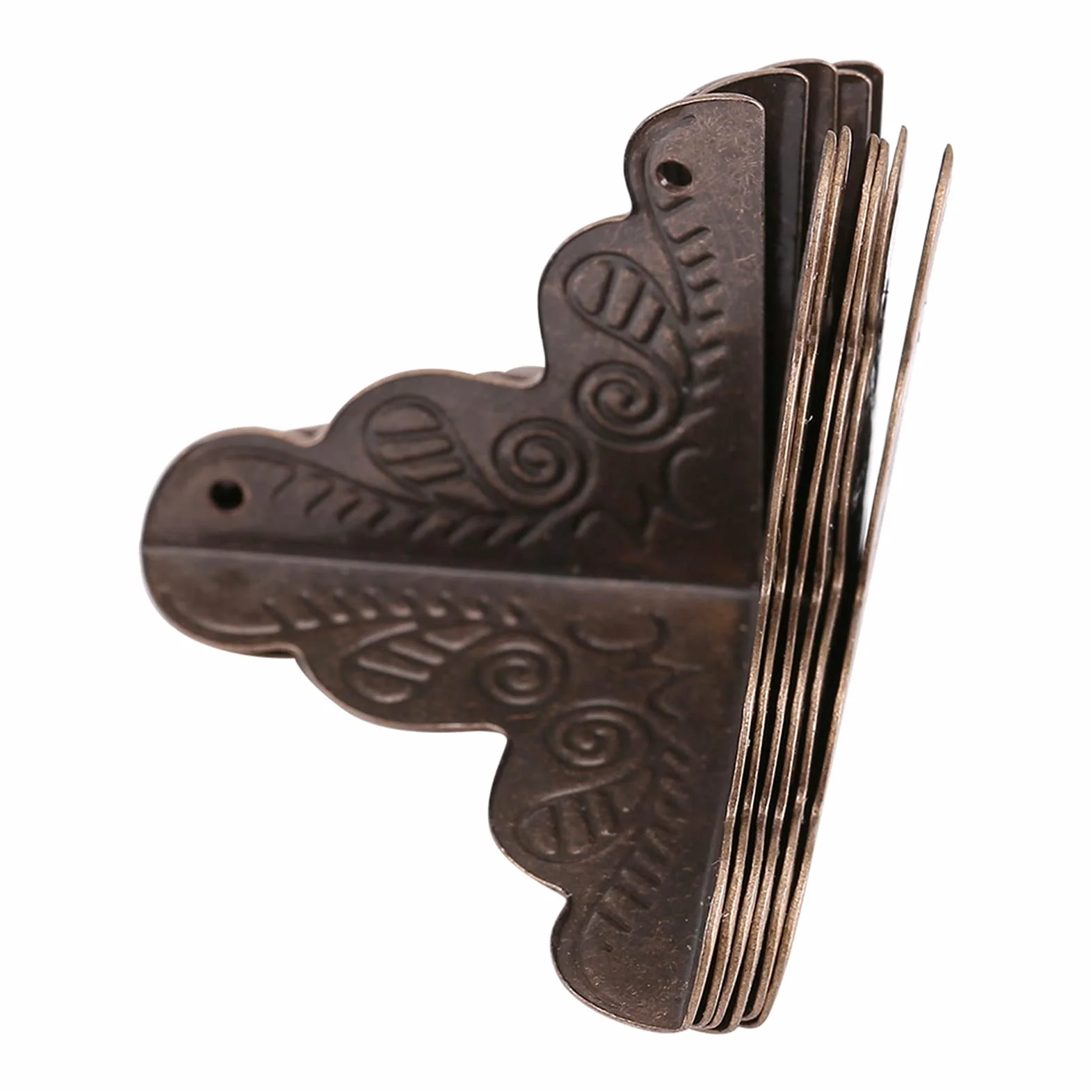 Angolari Metallo per Legno, Fydun 12 Pezzi Protezione Angolare Metallo Protezioni per Angoli in Ferro per Scatole Regalo Decorazioni Angolari per Tavolo, Casse di Legno, Scatola di Gioielli (Bronzo)