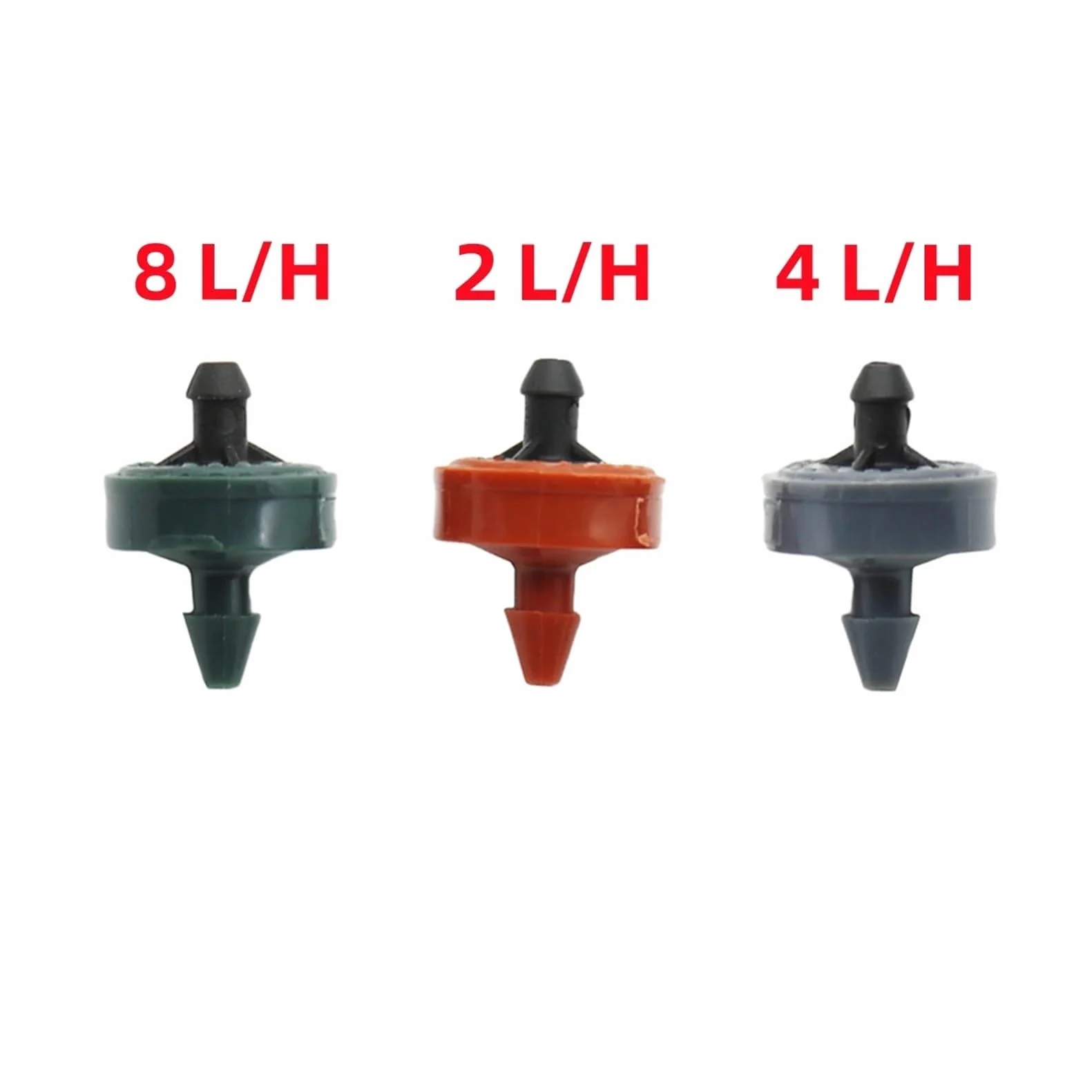 Emettitori per Irrigazione a Goccia Mini gocciolatore autocompensante da 2L/H, 4L/H, 8L/H, raccordi for irrigazione giardino e serra 4/7 mm, 500 pezzi(Red 2L)