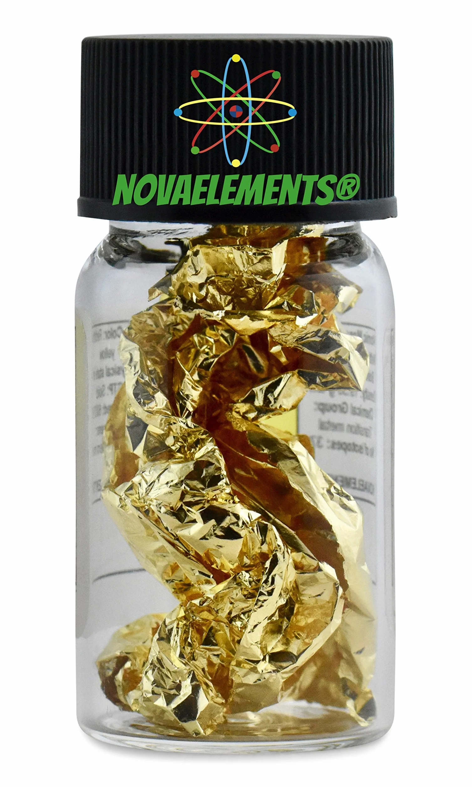 Oro elemento 79 Au, foglio grado alimentare puro 99.9% 24K in fiala con etichetta per collezione