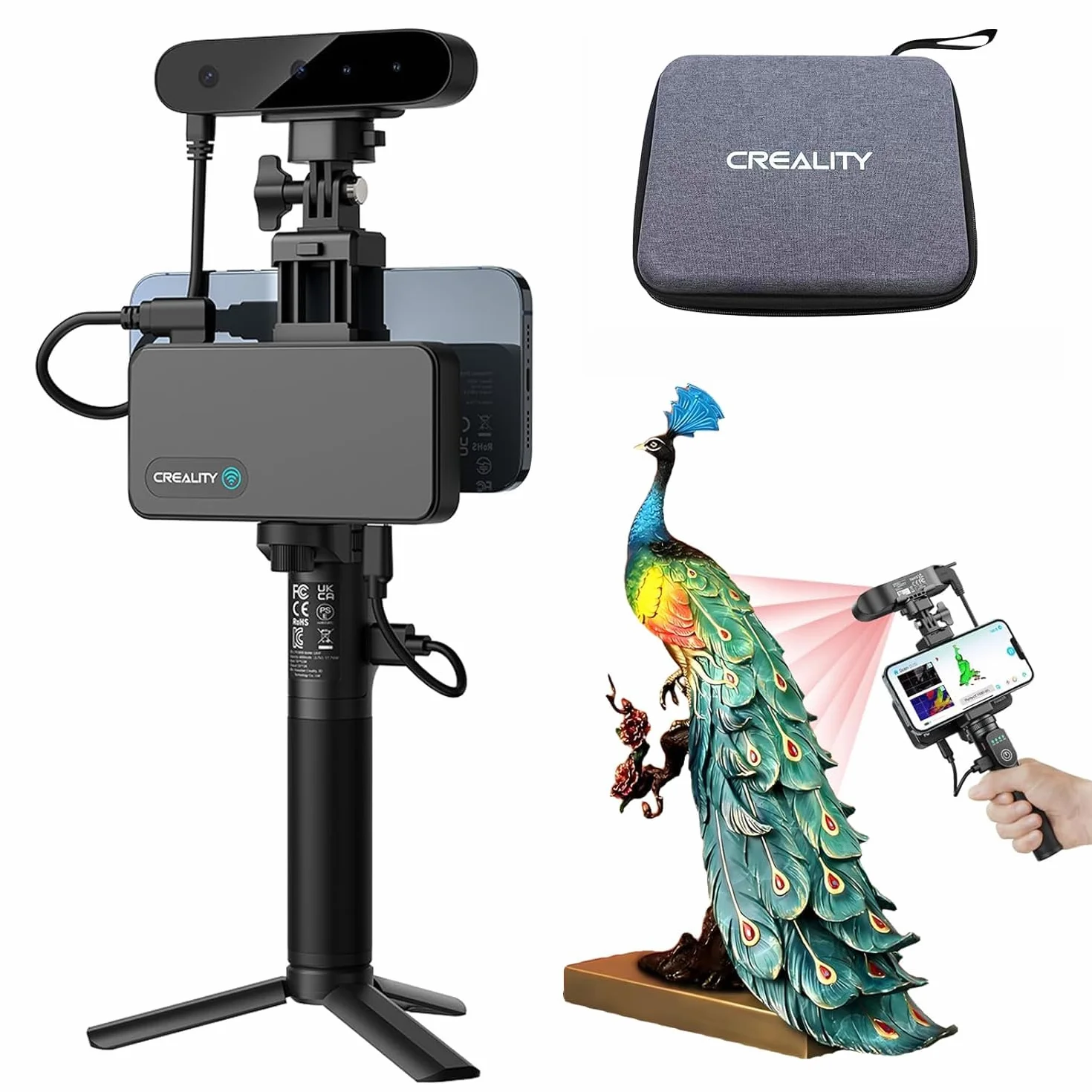 Creality Scanner ufficiale CR Scan Ferret Pro 3D per stampa 3D, scanner manuale aggiornamento con scansione wireless, anti-shake Tracking, scansione a colori veloce, precisione 0,1 mm per iOS/Android