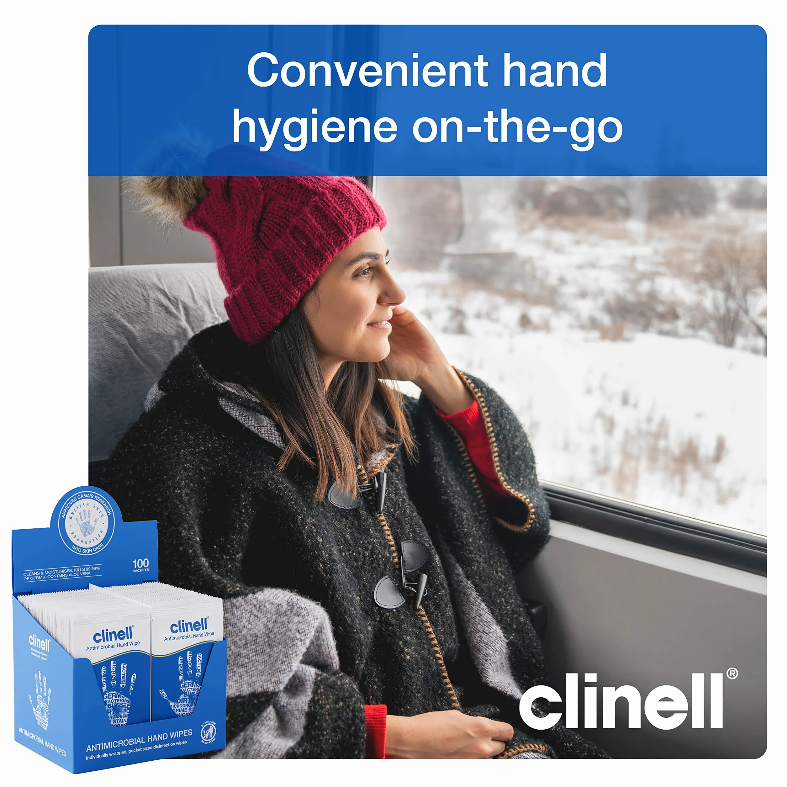 Clinell CAHW100 Salvietta antimicrobico, 100 pezzi, dermatologicamente testato