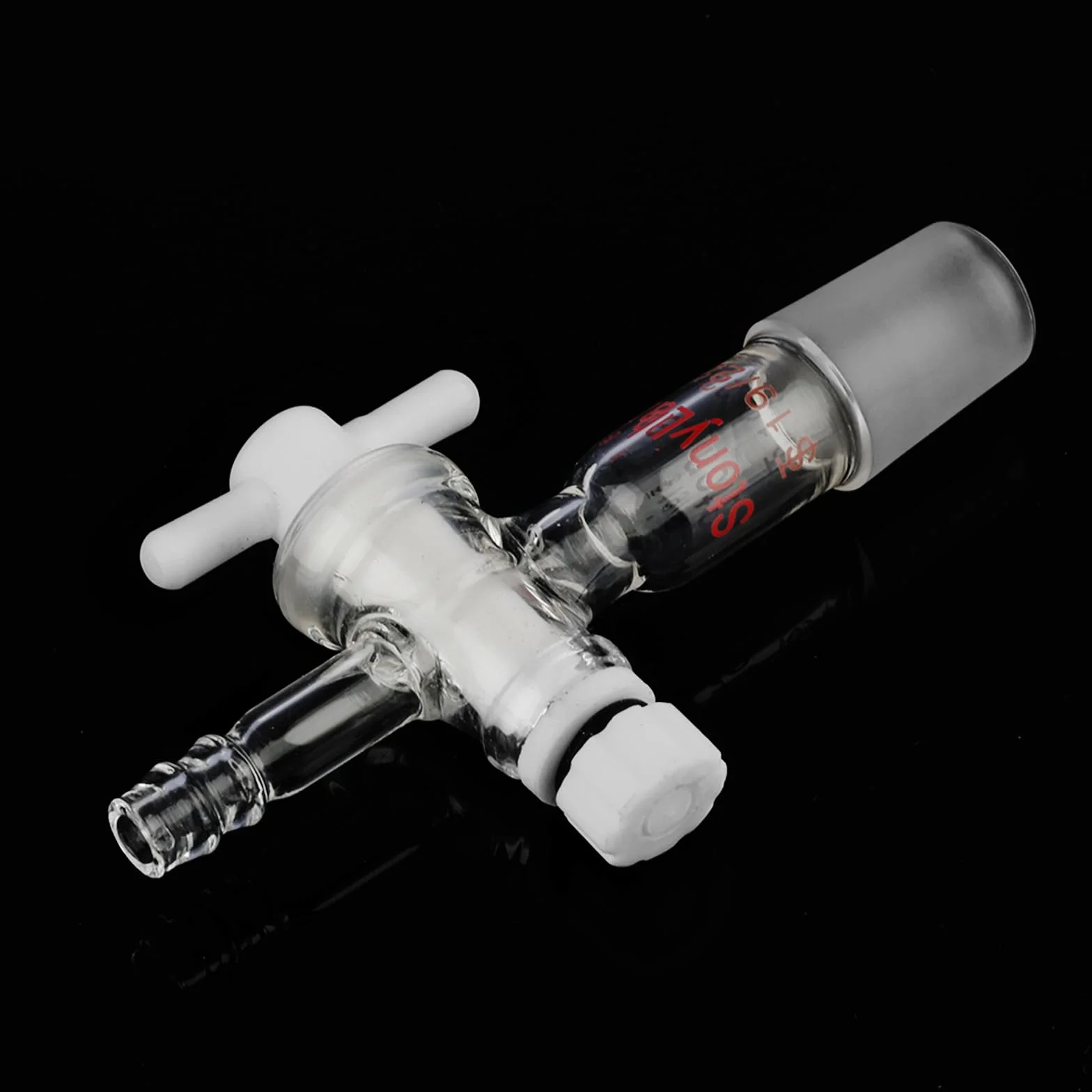 Adattatore per Vetro, Controllo del Flusso del Vuoto in Vetro Borosilicato con Rubinetto in PTFE, Giunto 19/22, Collegamento del Tubo Dritto Vetreria da Laboratorio